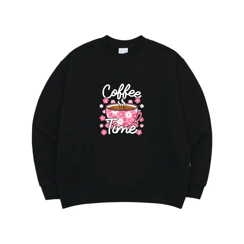 Cute Coffee Time Pink Coffee Lover Women Sweatshirt