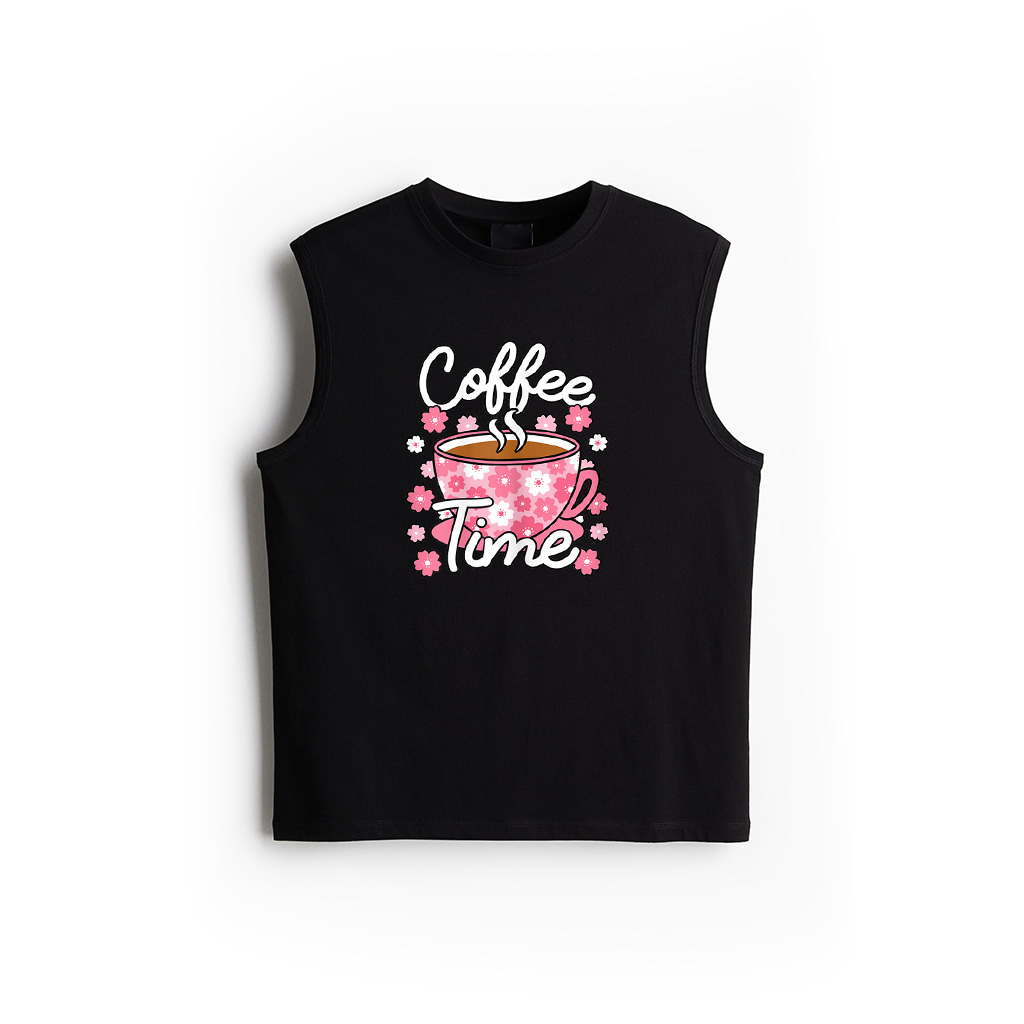 Cute Coffee Time Pink Coffee Lover Women Tank Top