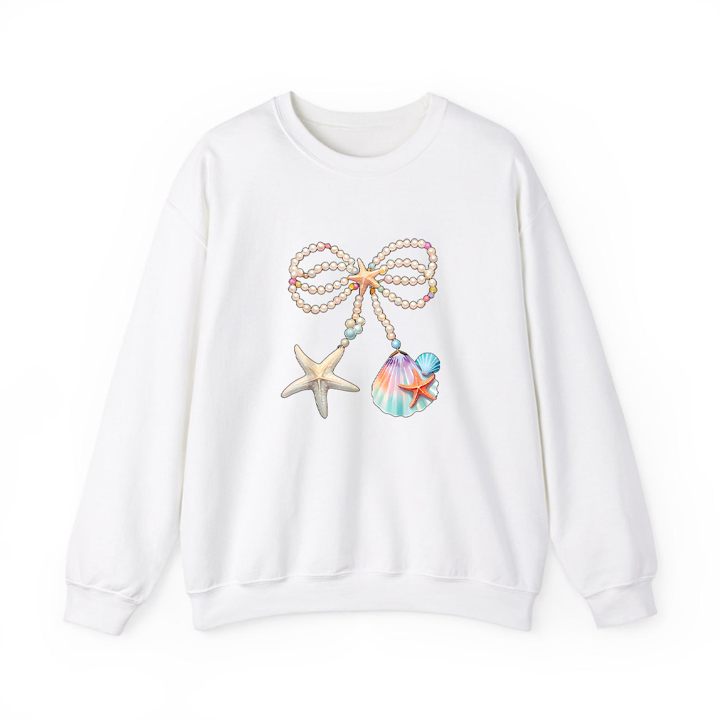 Cute Coquette Pearl Bow Funny Beach Summer Starfish Clam Sweatshirts