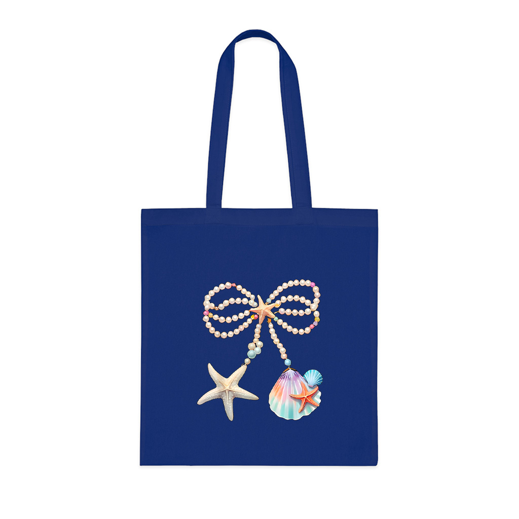 Cute Coquette Pearl Bow Funny Beach Summer Starfish Clam Tote Bag