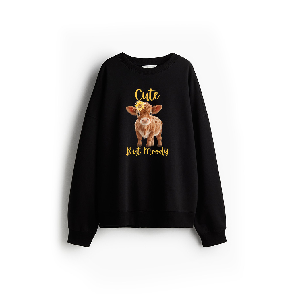Cute Cow Moody Cow Lovers Farm Cowgirl Baby Sunflower Sweatshirt 21-07-2025