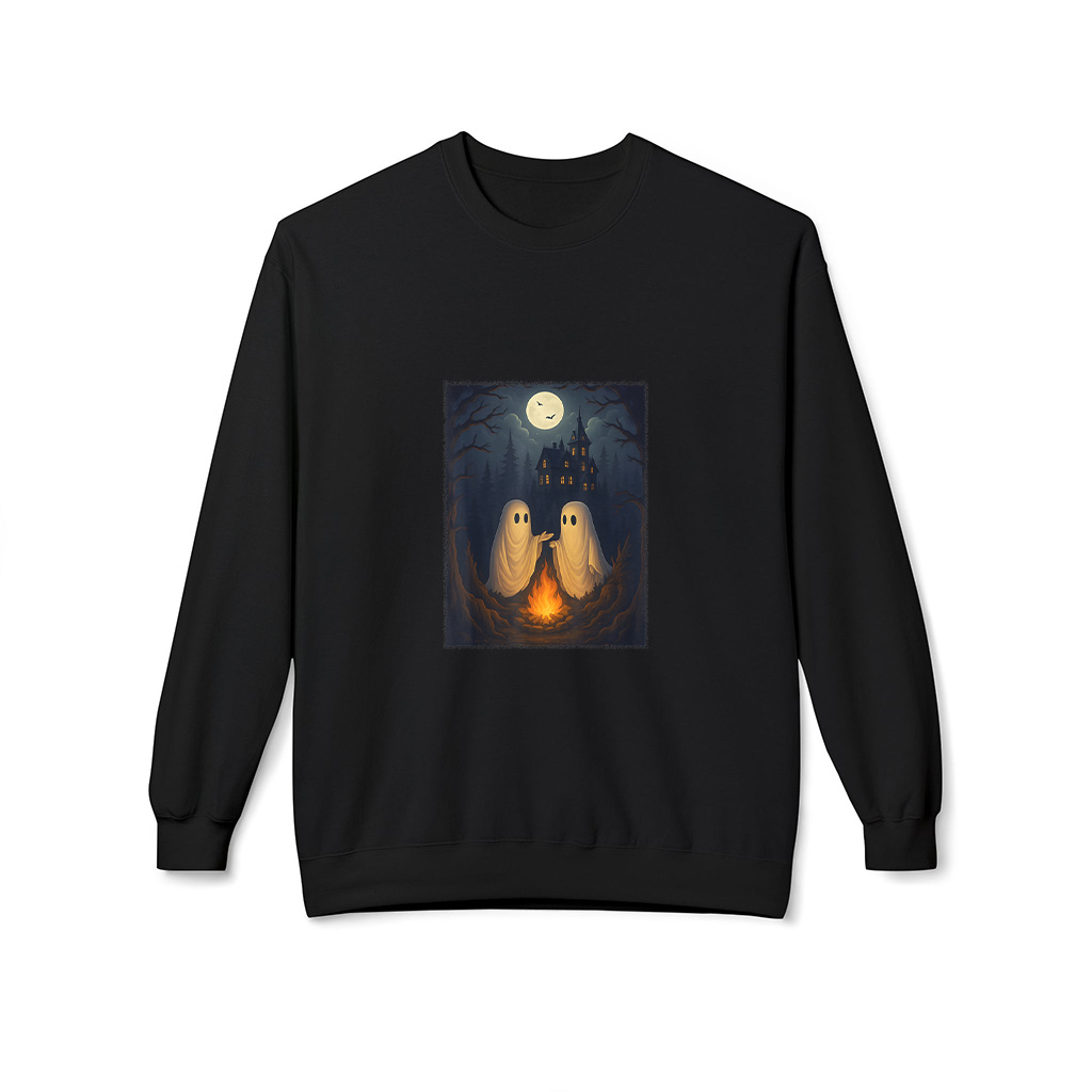 Cute Ghost Campfire Camping Gothic Halloween Vintage Sweatshirts