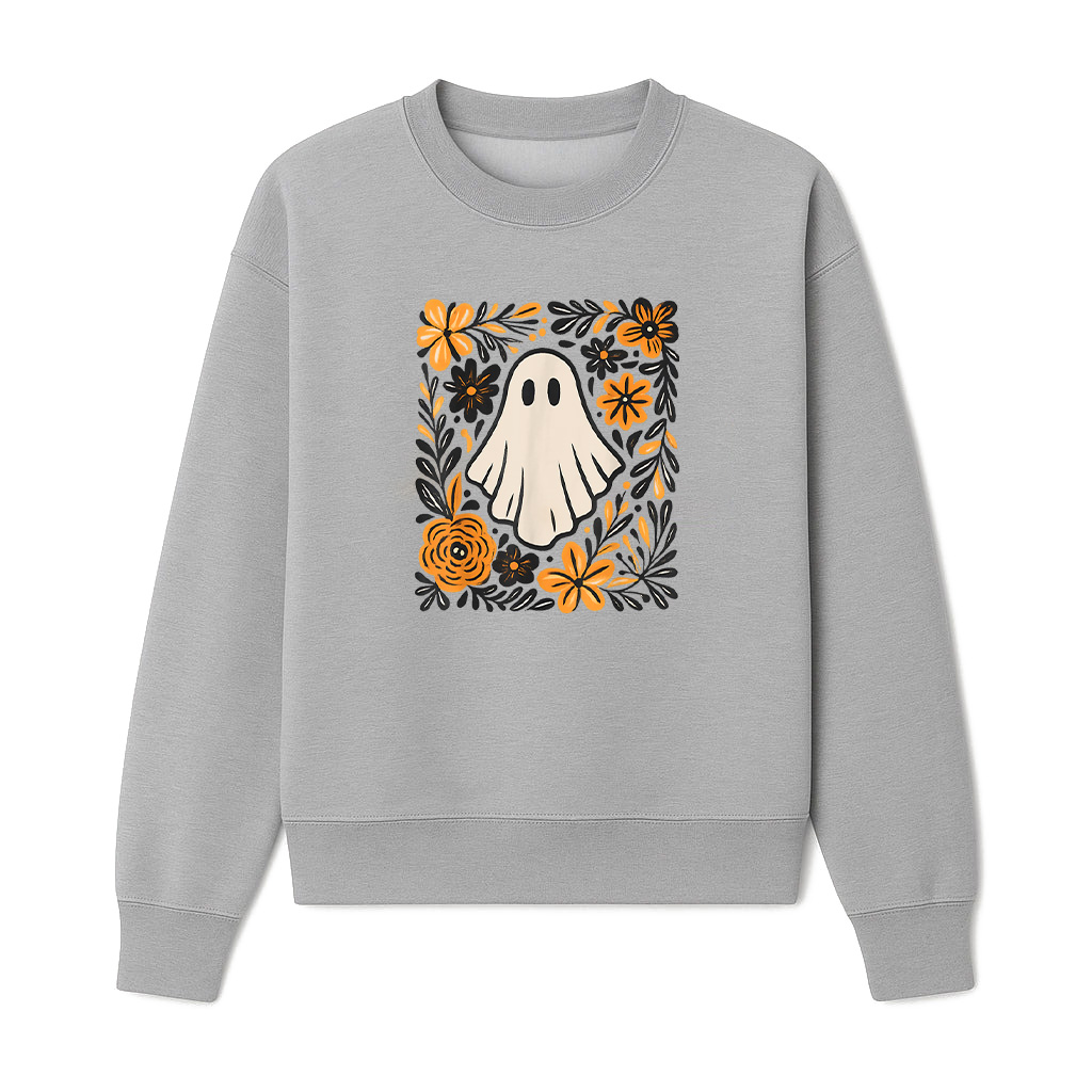 Cute Ghost Wildflower Spooky Season Halloween Trick Or Treat Sweatshirts 06-10-2025