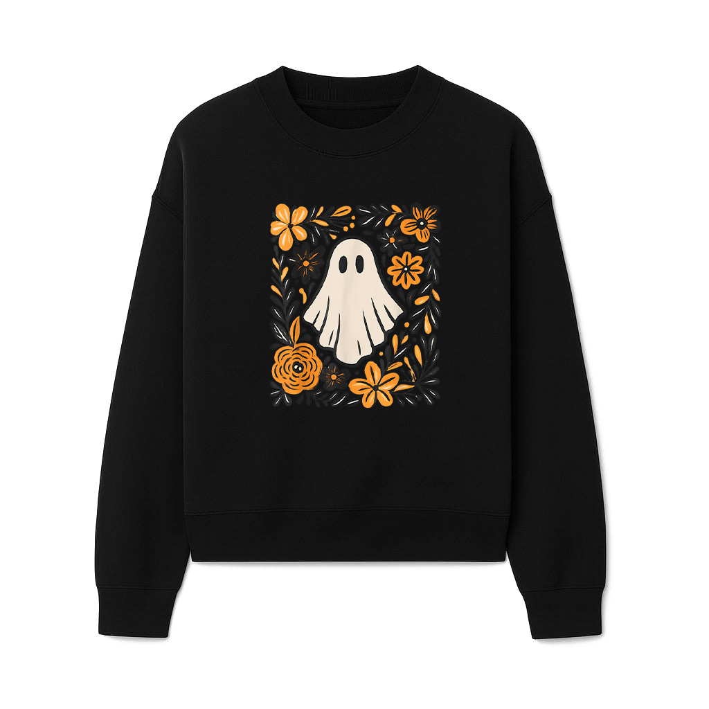 Cute Ghost Wildflower Spooky Season Halloween Trick Or Treat Sweatshirts 06-10-2025