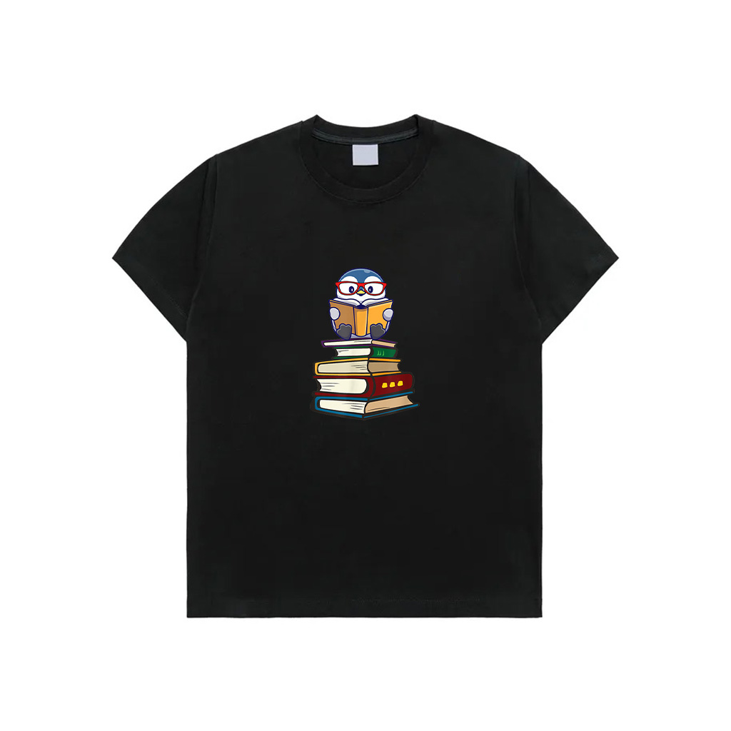 Cute Kawaii Kids Animal Lover Reading Books Penguin T-Shirt