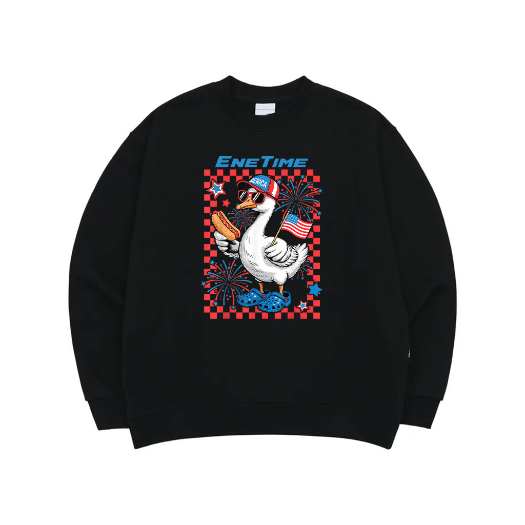 Cute Patriotic Goose Hotdog USA Flag Boys Kids 4Th Of July Sweatshirt