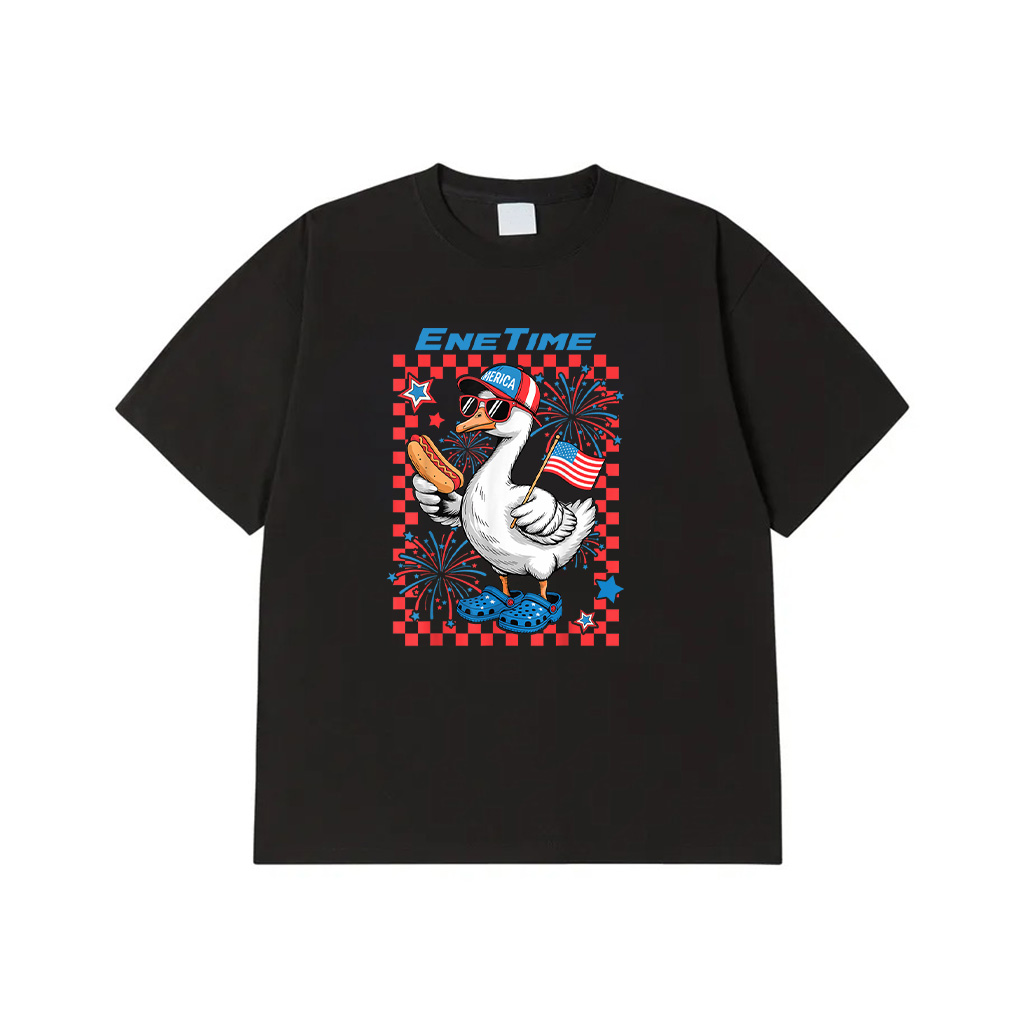Cute Patriotic Goose Hotdog USA Flag Boys Kids 4Th Of July T-Shirt