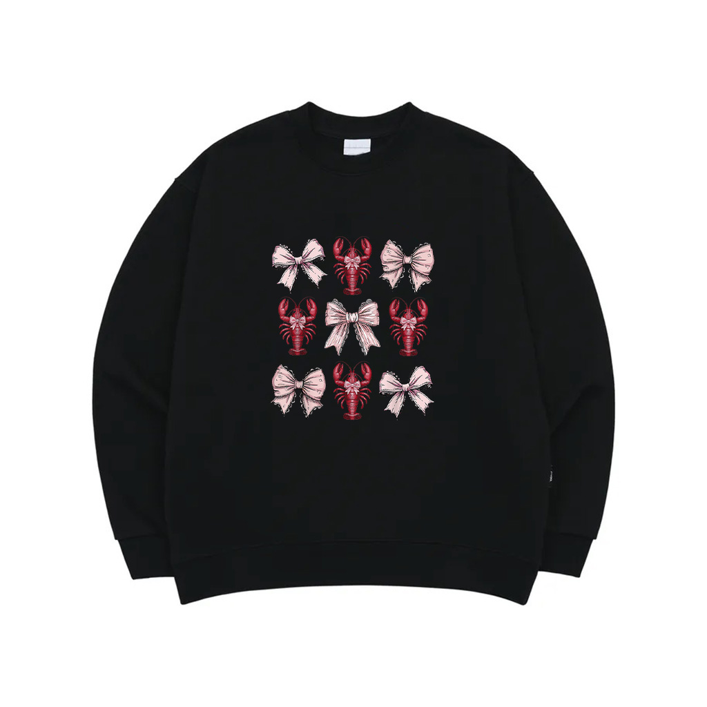 Cute Pink Bow Coquette Crawfish Clean Girl Aesthetic Lobster Sweatshirt