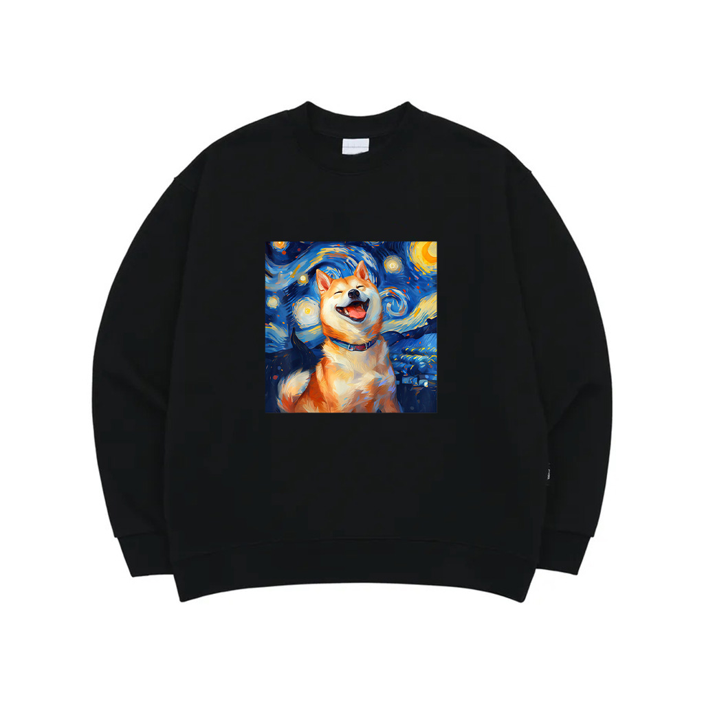 Cute Shiba Inu Dog Starry Night Vincent Van Gogh Painting Sweatshirt