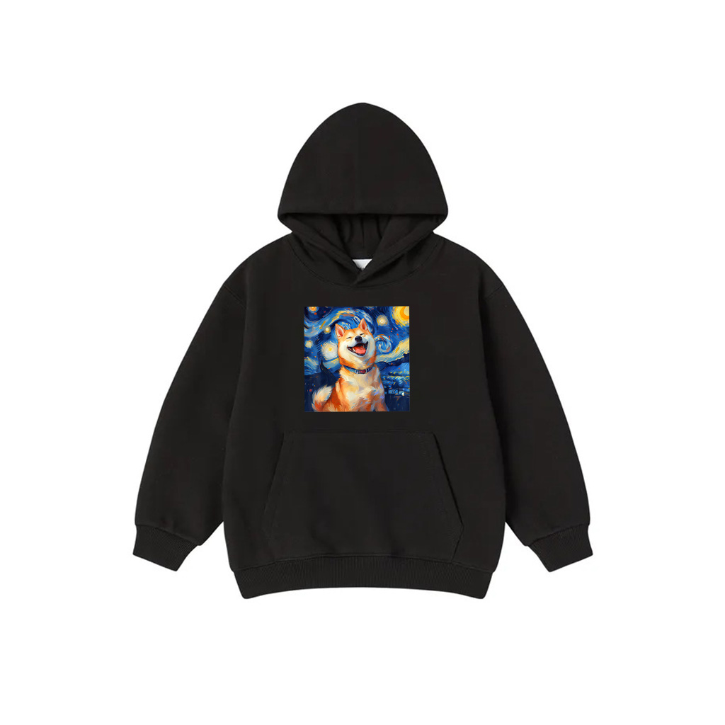 Cute Shiba Inu Dog Starry Night Vincent Van Gogh Painting Hoodie