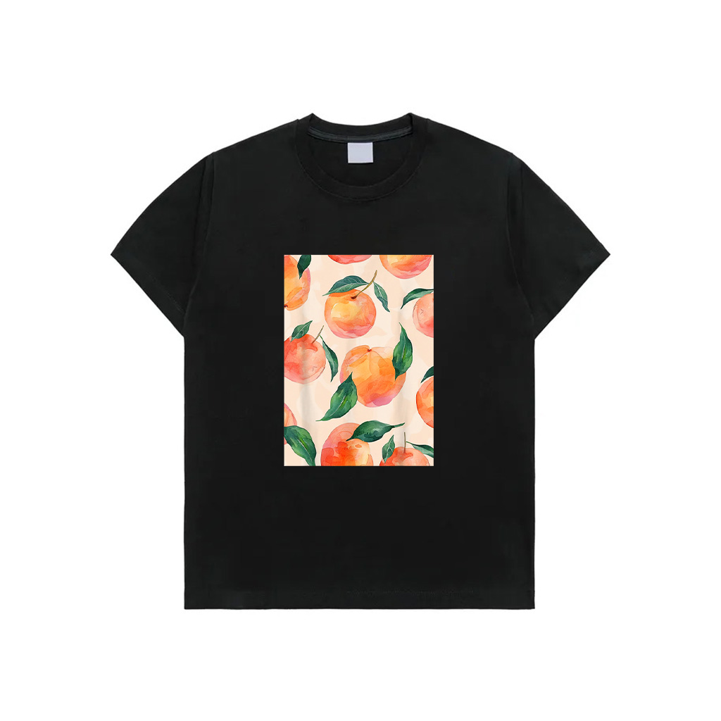 Cute Watercolor Pattern Art Peach Fruit T-Shirt