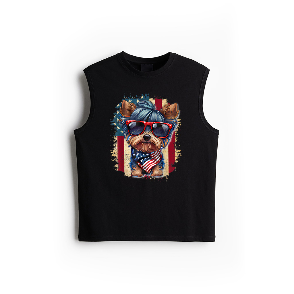 Cute Yorkie Dog Lover July 4Th USA Flag Patriotic Merica Tank Top