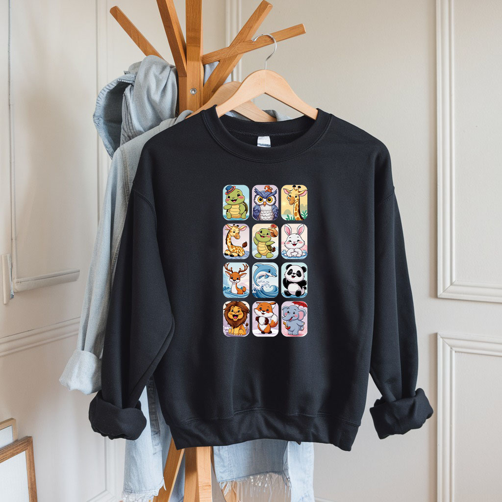 Cute Zodiac Animals Sweatshirt  12 Chinese Zodiac Cartoon Pullover