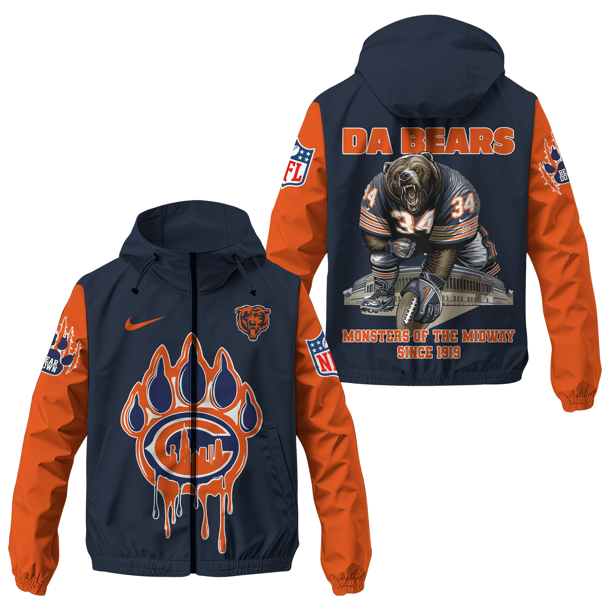Da Bears Style Windbreaker Jacket