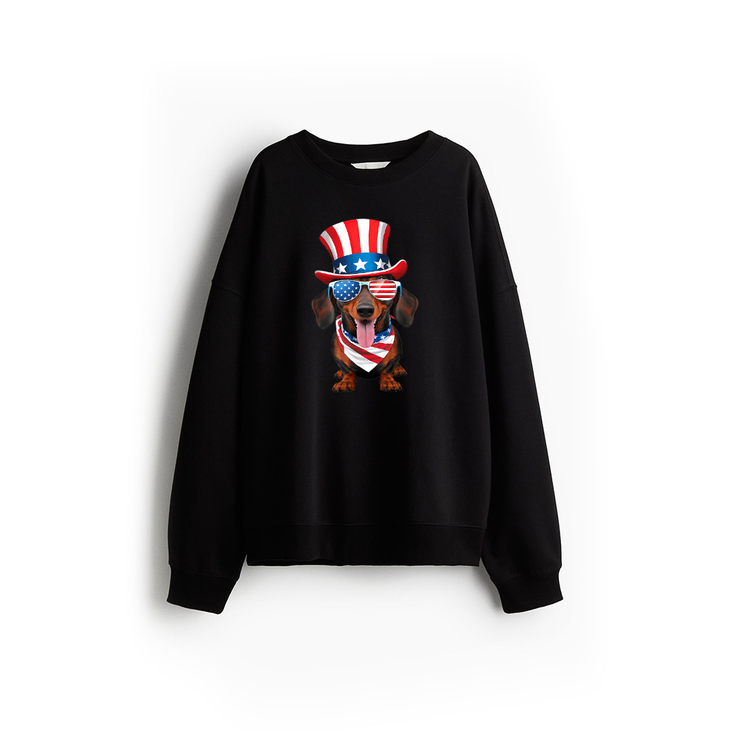 Dachshund Dog American Flag Glasses Hat 4Th Of July Sweatshirt 21-07-2025