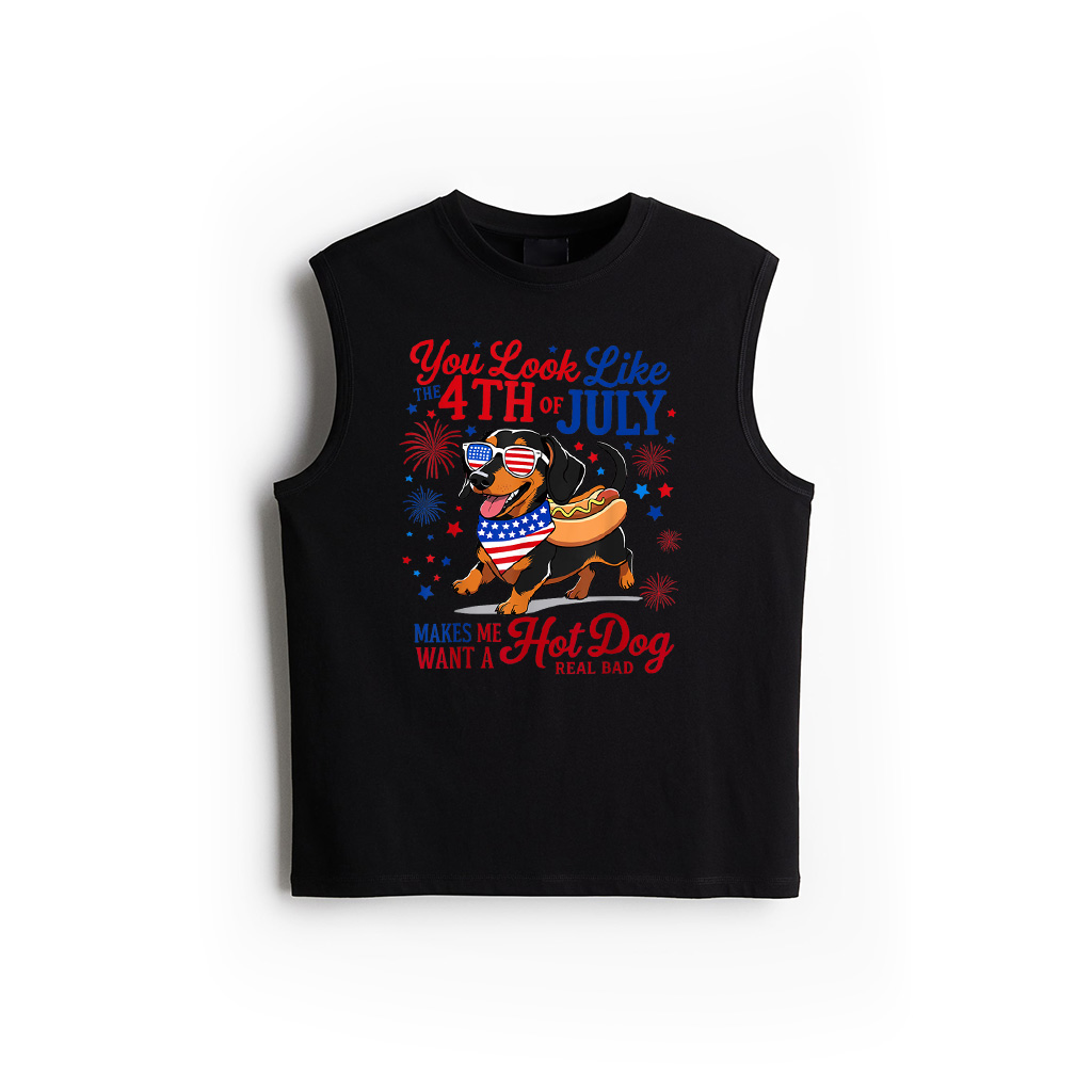 Dachshund You Look Like 4Th Of July Makes Me Want A Hot Dog Tank Top