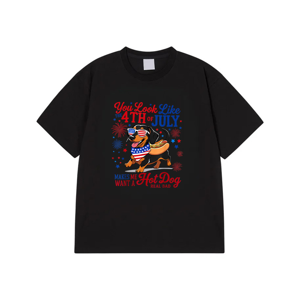 Dachshund You Look Like 4Th Of July Makes Me Want A Hot Dog T-Shirt