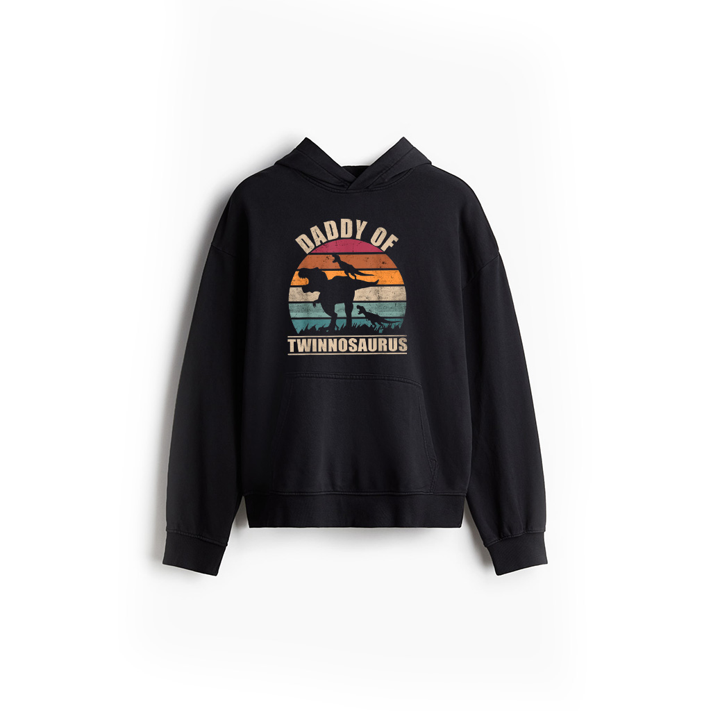 Dad Of Twins Daddysaurus Pun Fathers Day Daddy Of Twins Hoodie