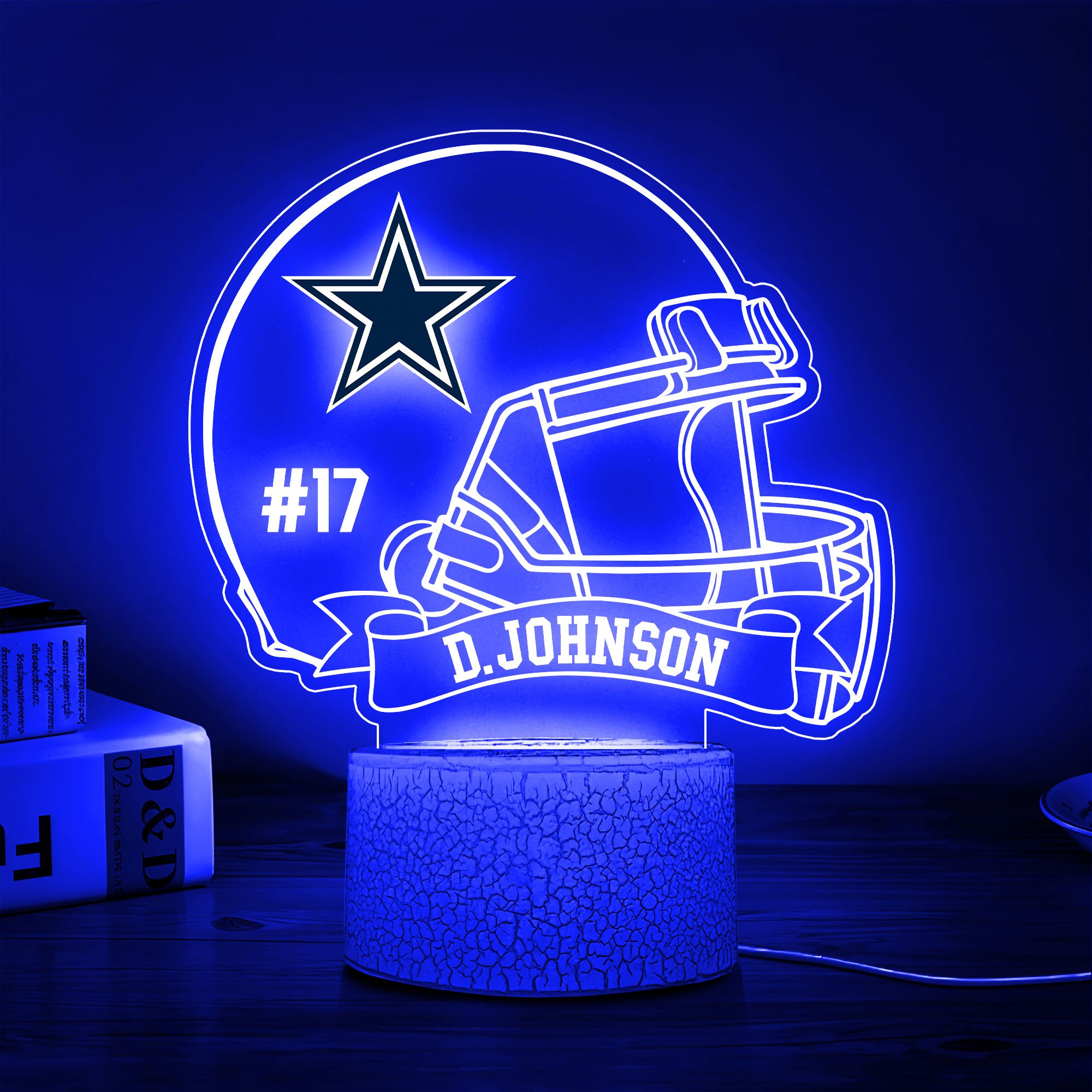 Dallas Cowboys 3D Led Lamp Custom Name And Number, Sport Lamp, Home Decor 
