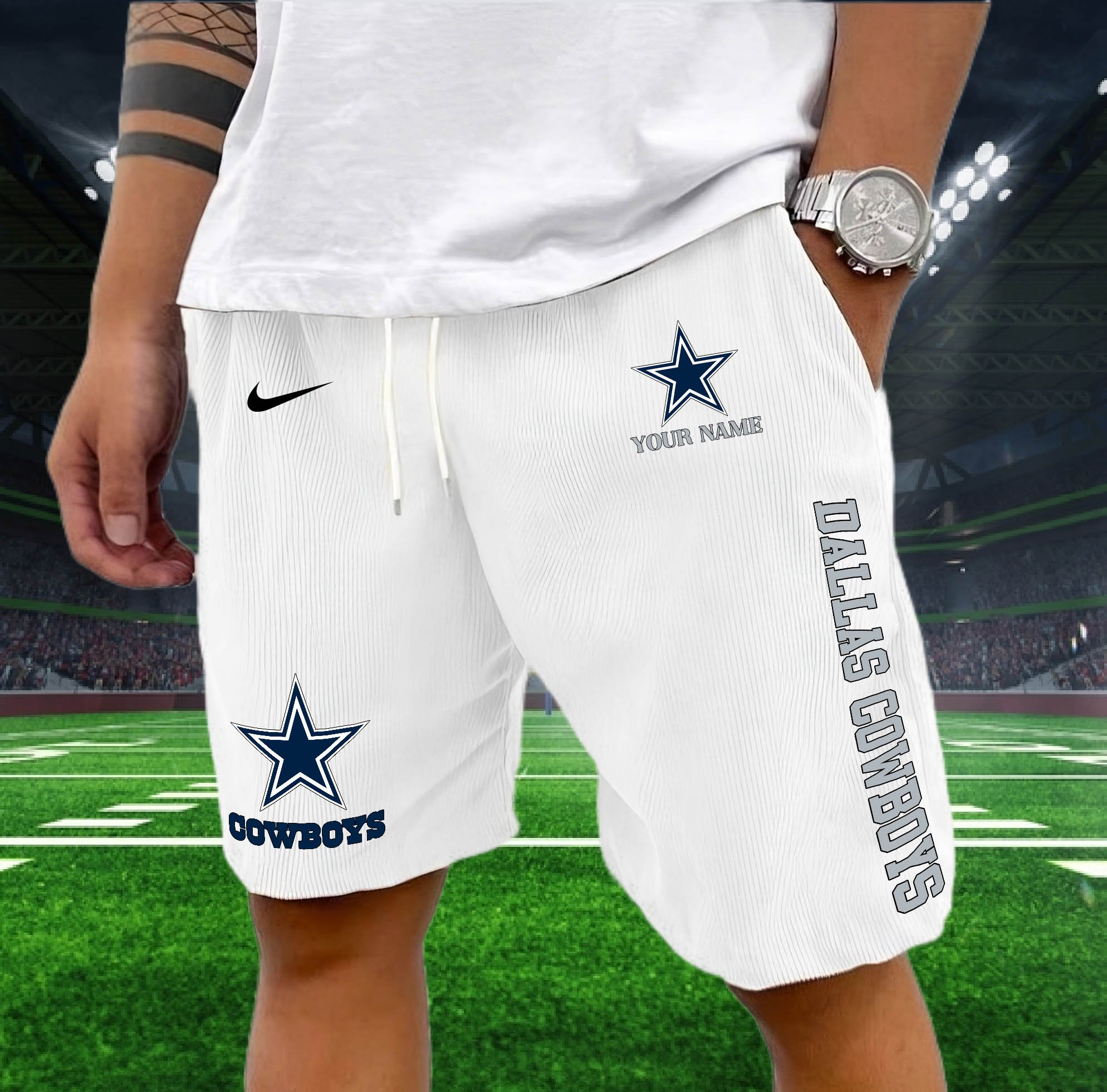 Dallas Cowboys Corduroy Shorts Custom You Name, Sport Corduroy Shorts, Gifts For Fan