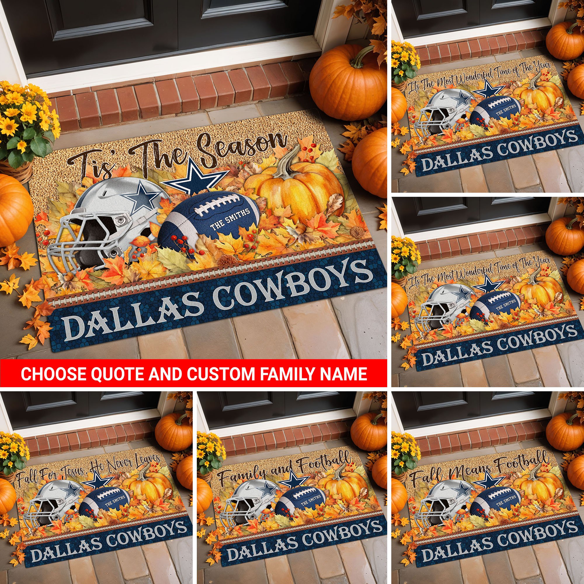 Dallas Cowboys Doormat Custom Your Family Name And Choose Your Quotes, Sport Doormat, Sport Gifts For Fan