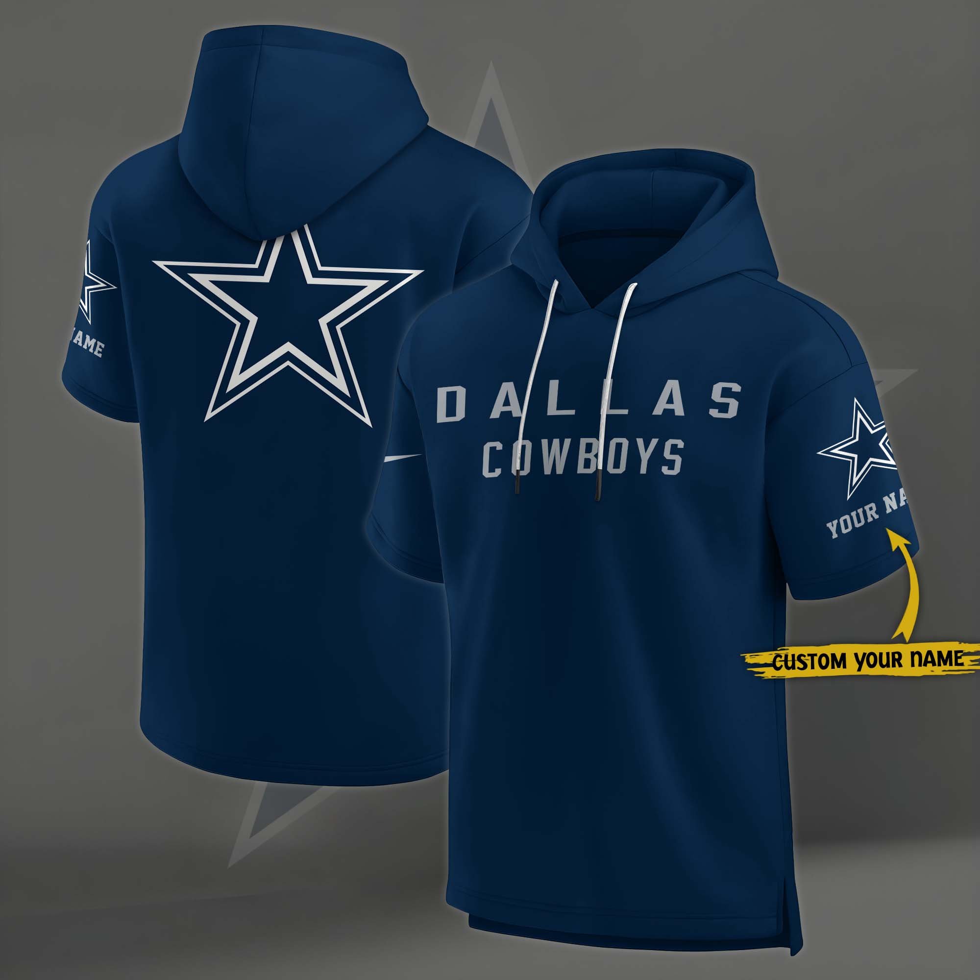 Dallas Cowboys Elements Future Ground Lettering Short Sleeve Pullover Hoodie Custom Name, Gifts For Football Lovers EHIVM 03121220