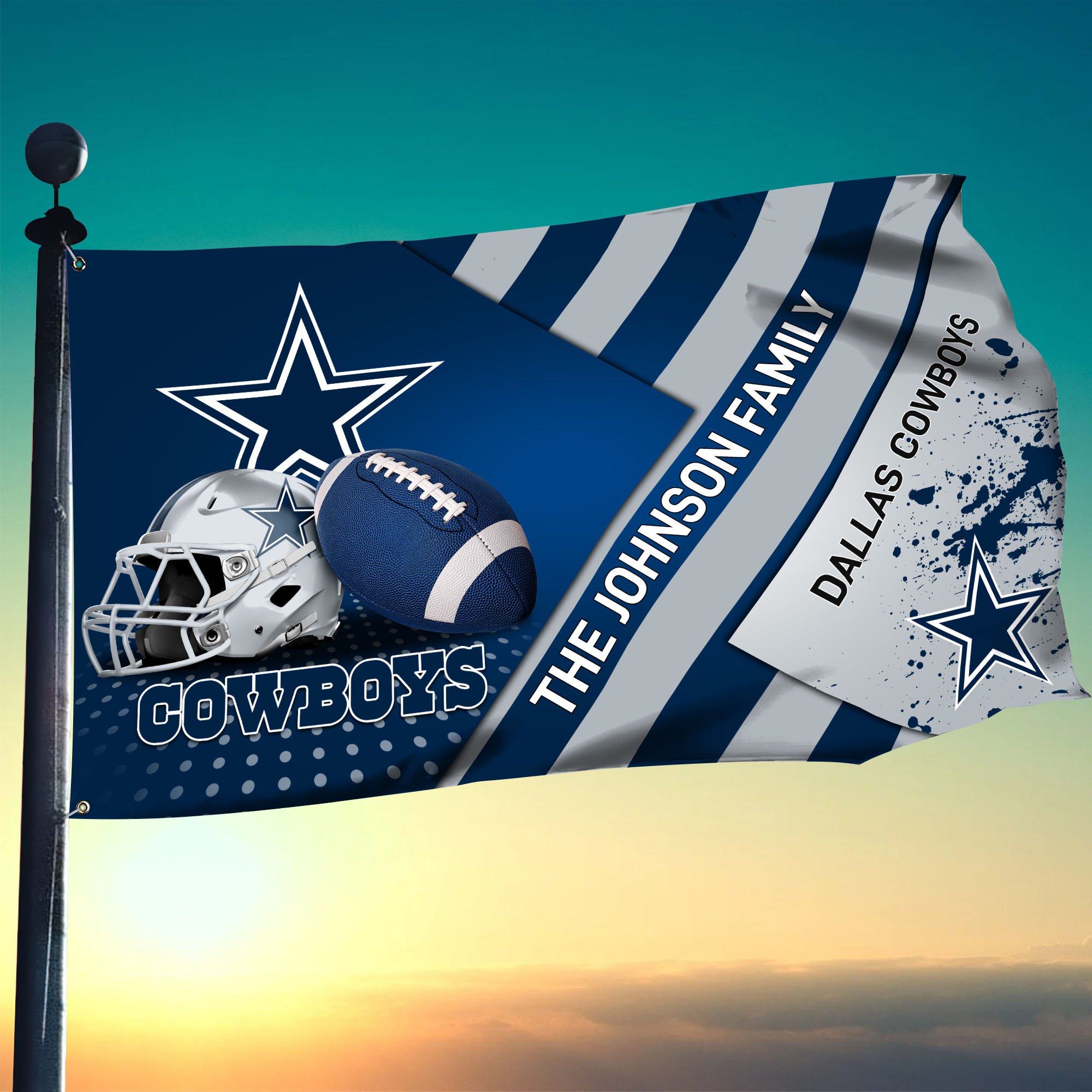 Dallas Cowboys Flag 3X5ft 4X6ft Custom Your Family Name, Sport Team Flag, Sport Gifts