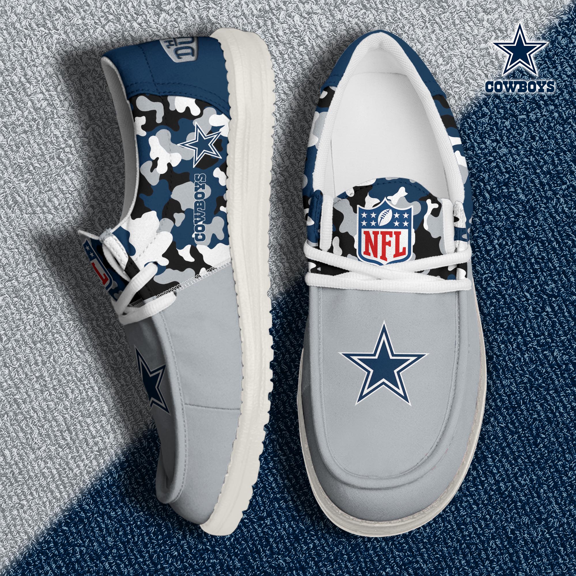 Dallas Cowboys Football Hey Dude Canvas Loafer Shoes Custom Your Name, Sport Shoes For Fan, Fan Gifts