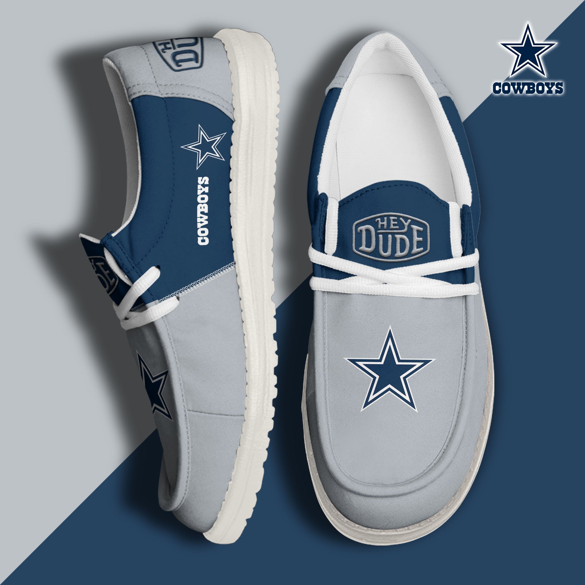 Dallas Cowboys Football Hey Dude Canvas Loafer Shoes Custom Your Name, Sport Shoes For Fan, Fan Gifts
