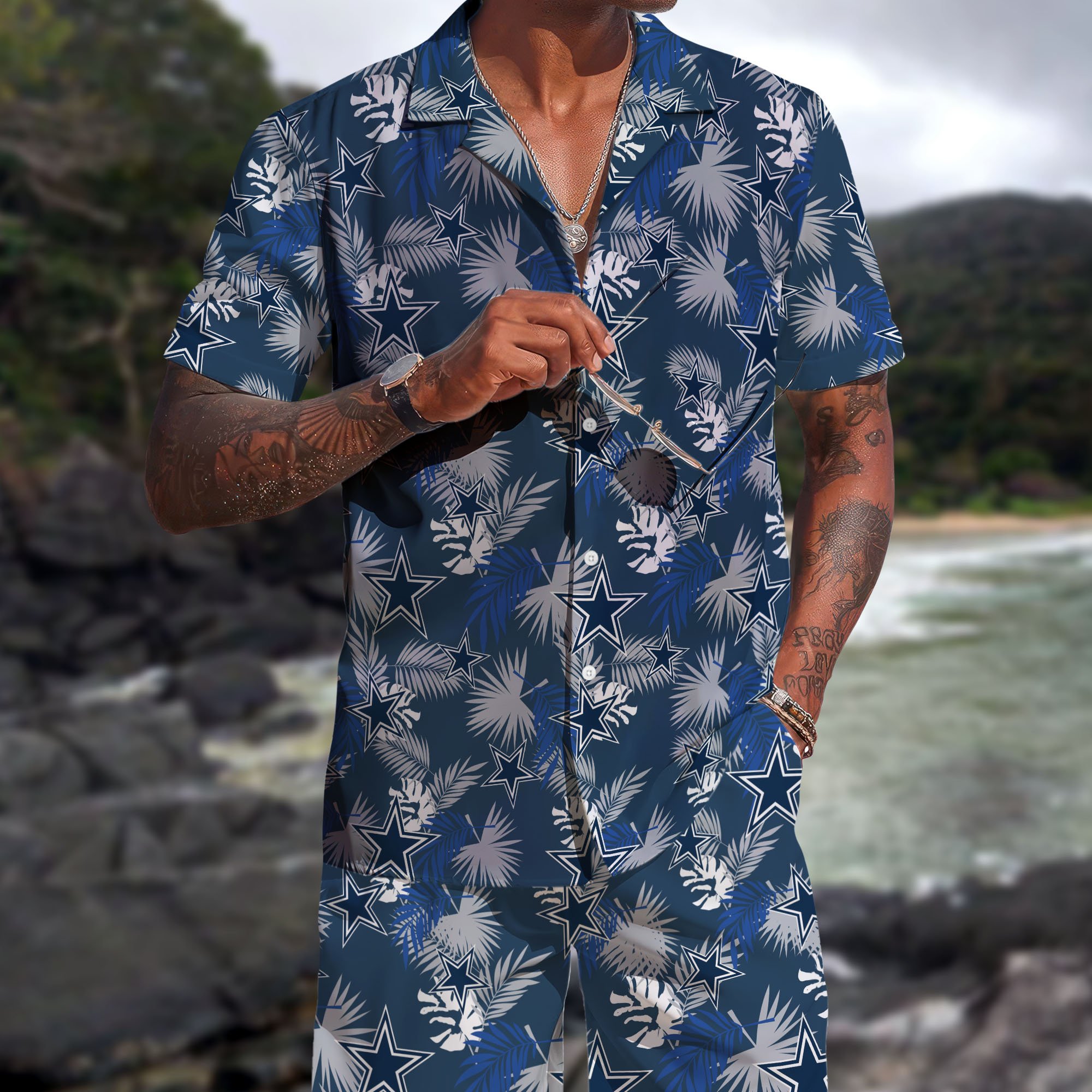 Dallas Cowboys Hawaiian Shorts Set 2025 Version, Hawaiian Shirts, Sports Shorts, Gifts For Fan