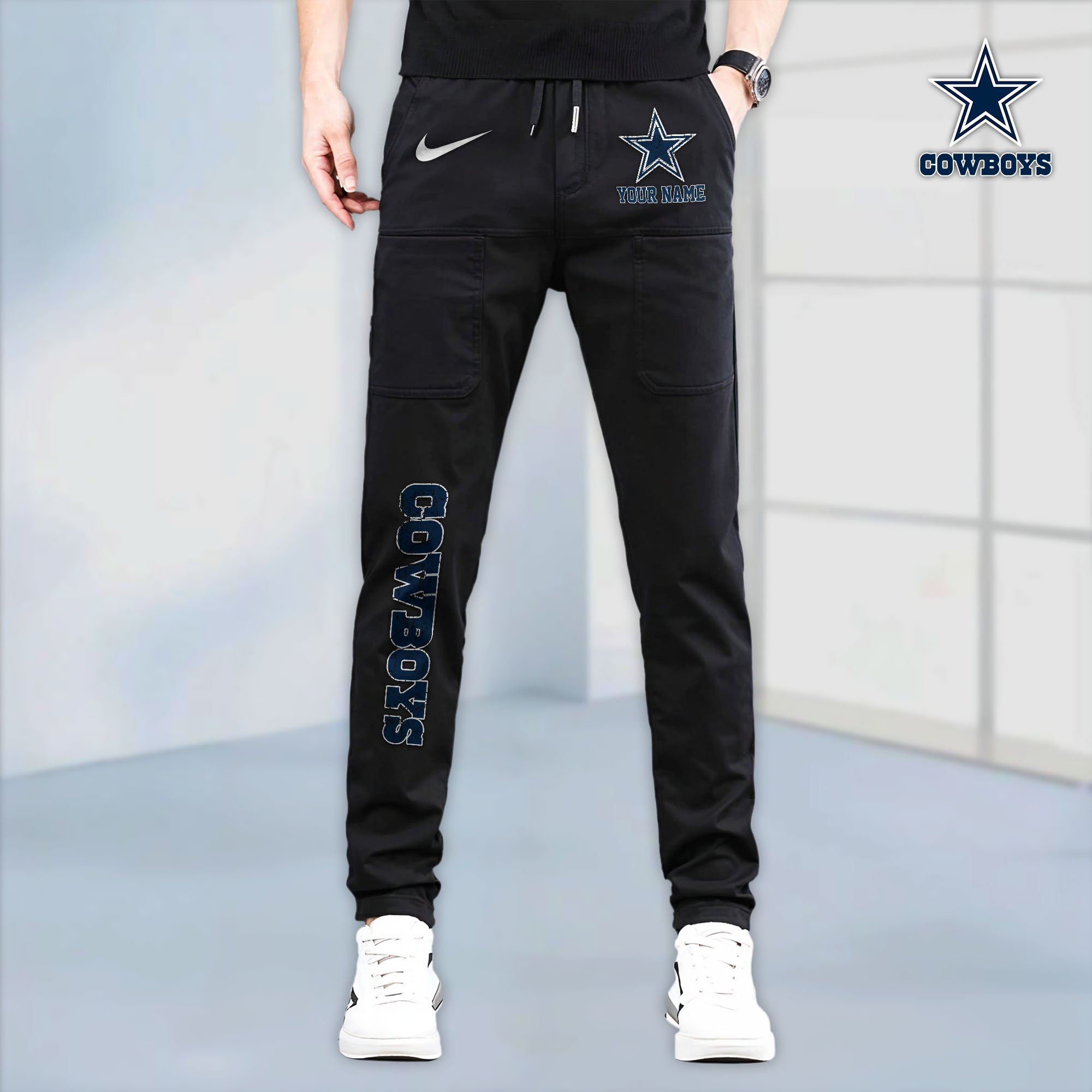 Dallas Cowboys High Stretch Multi Pocket Durable Cargo Pants - Long Custom Name 