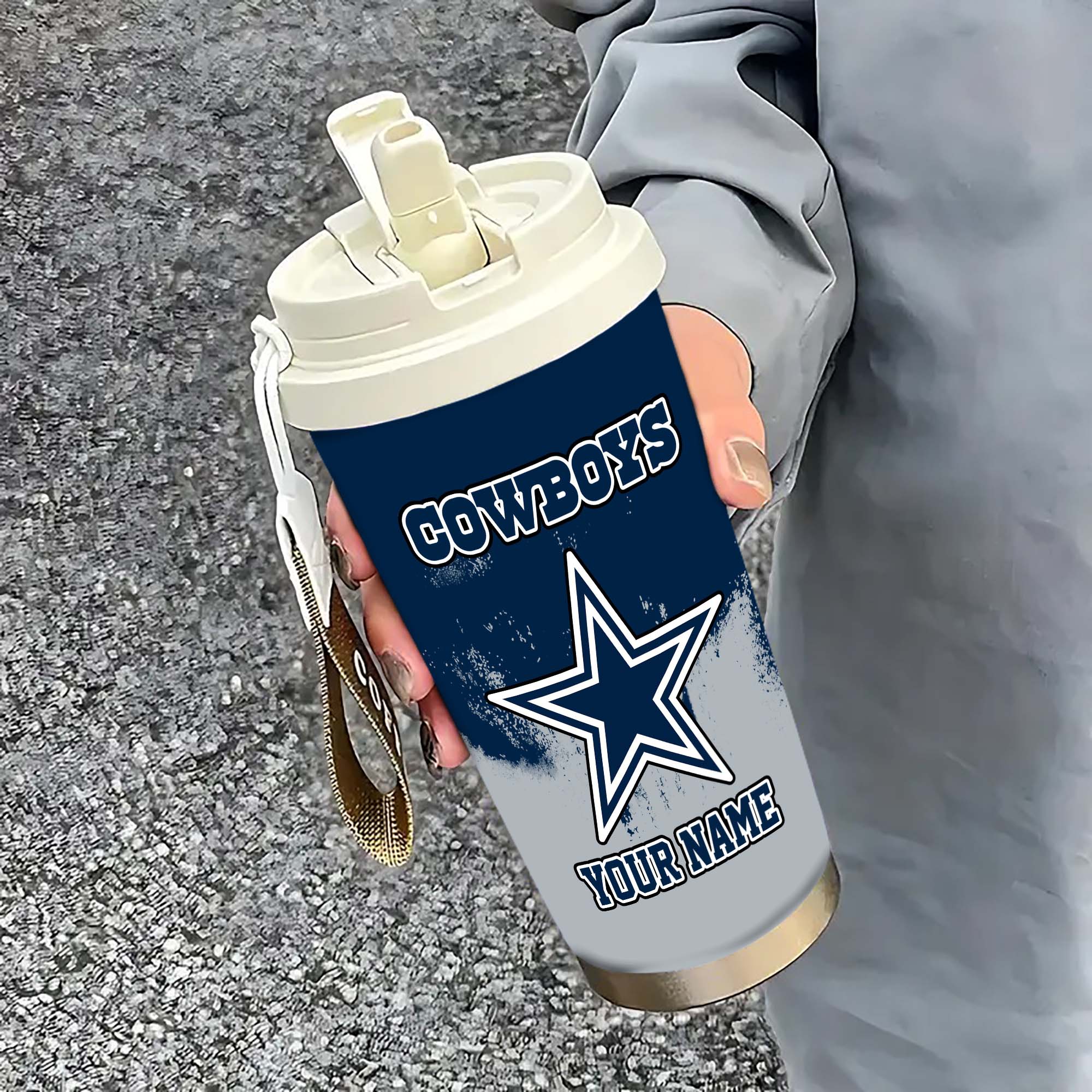 Dallas Cowboys Insulated Coffee Mug With Straw And Lid, Portable Coffee Travel Mug For Car, Fan Gifts