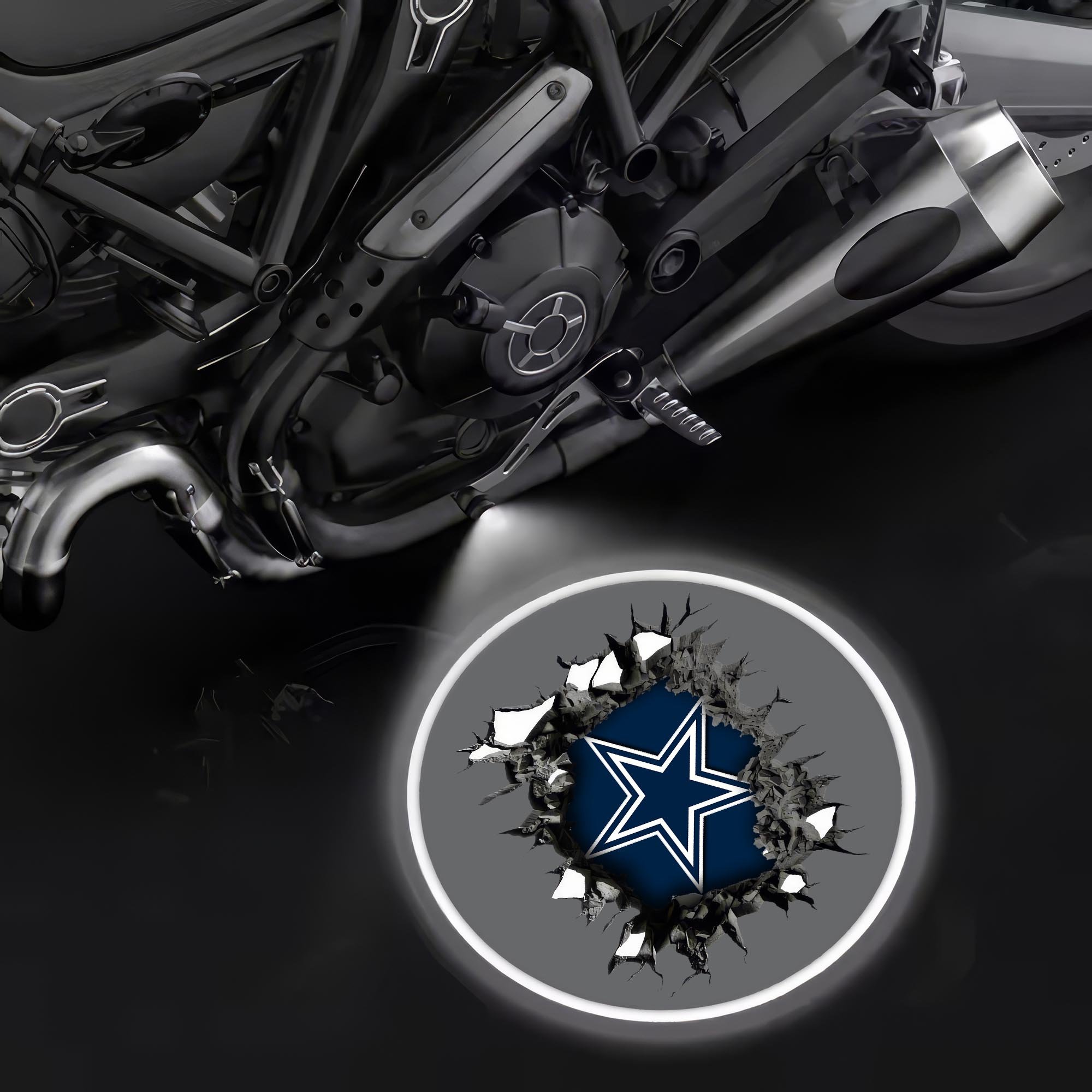 Dallas Cowboys Motorcycle Projection Lamp Light, Gifts For Fan