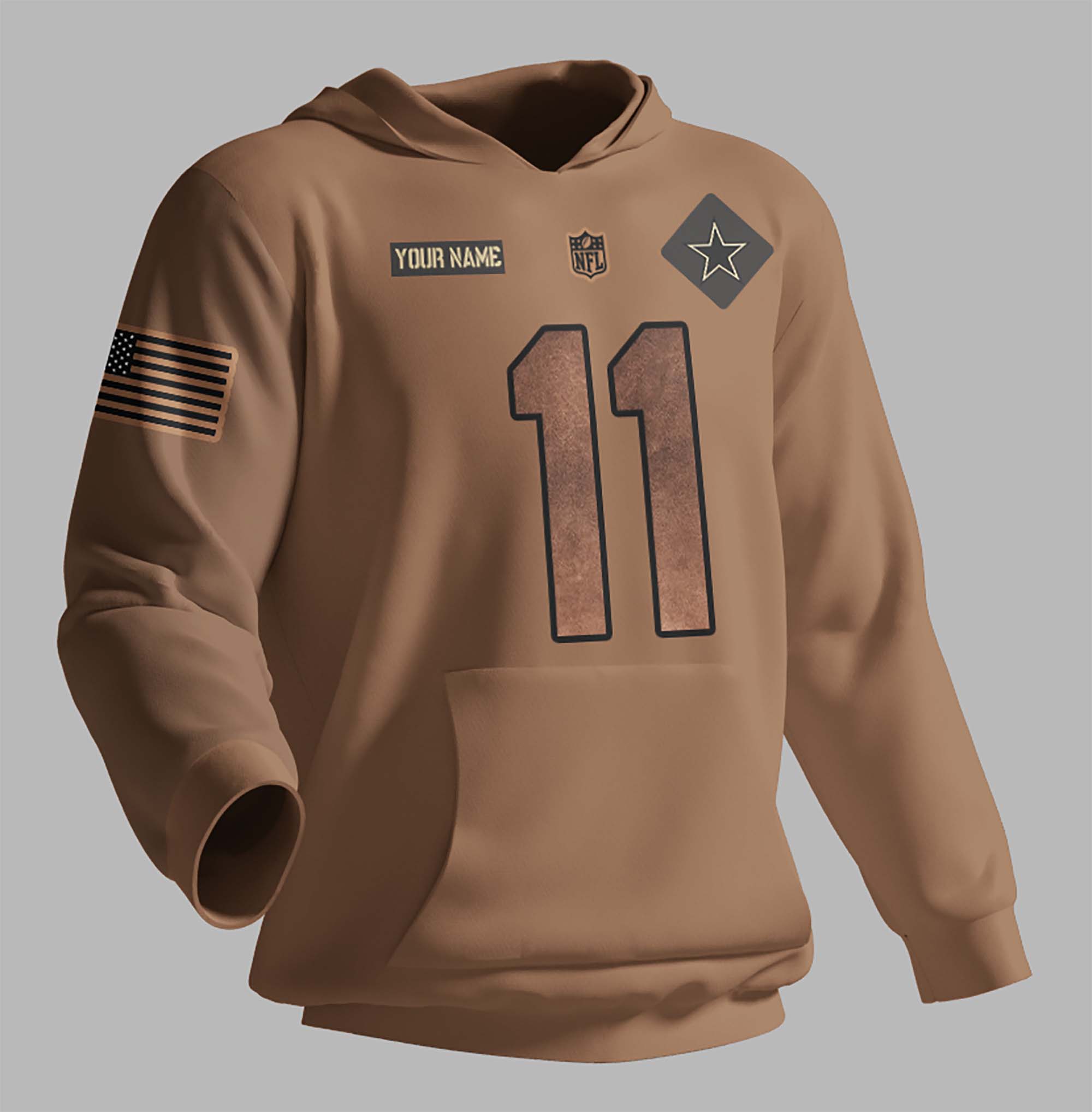 Dallas Cowboys NFL 2023 Salute To Service Custom Name And Number 3D Hoodie PH1009
