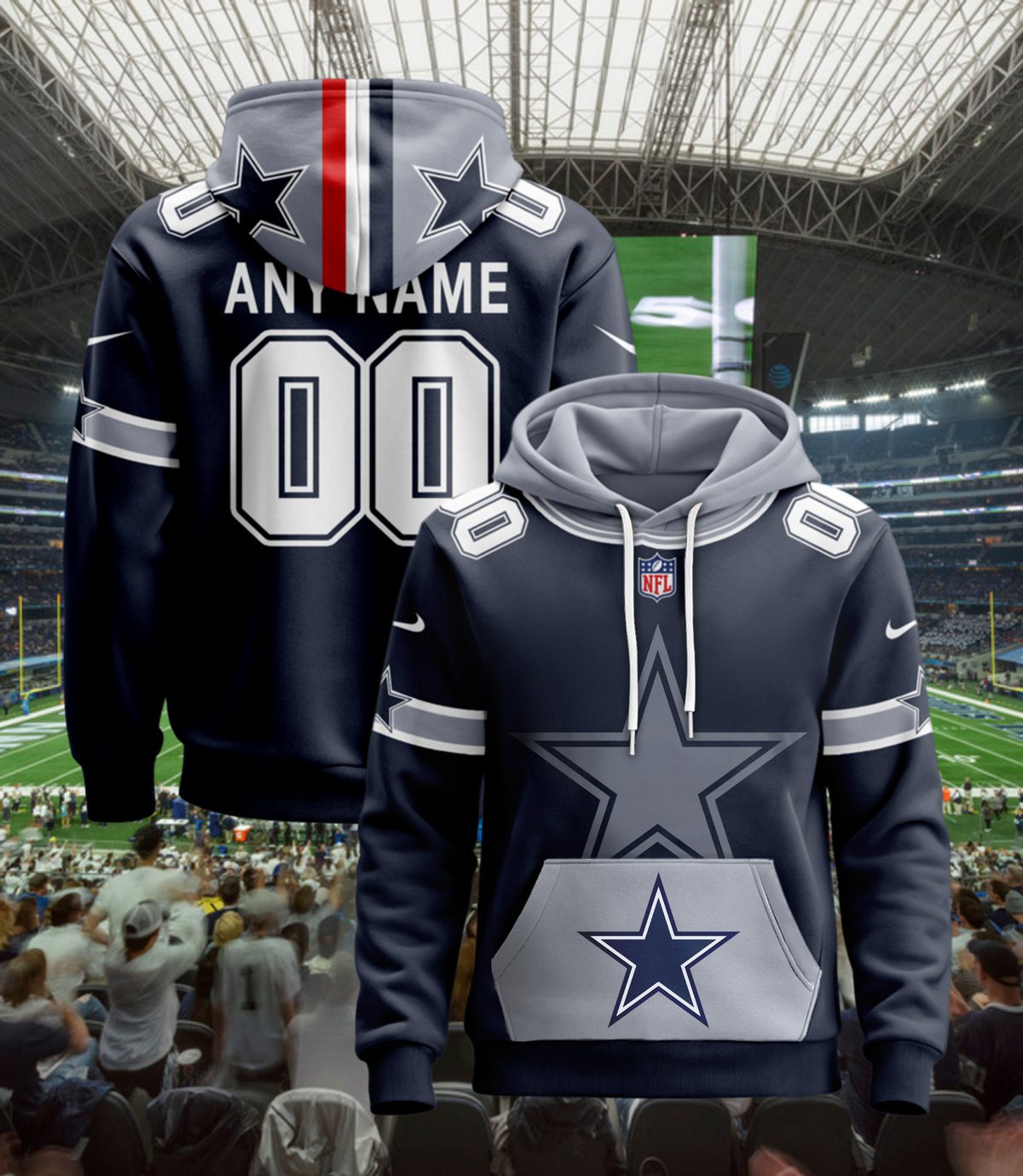 Dallas Cowboys NFL Custom Name And Number Unisex Hoodie BHD1102
