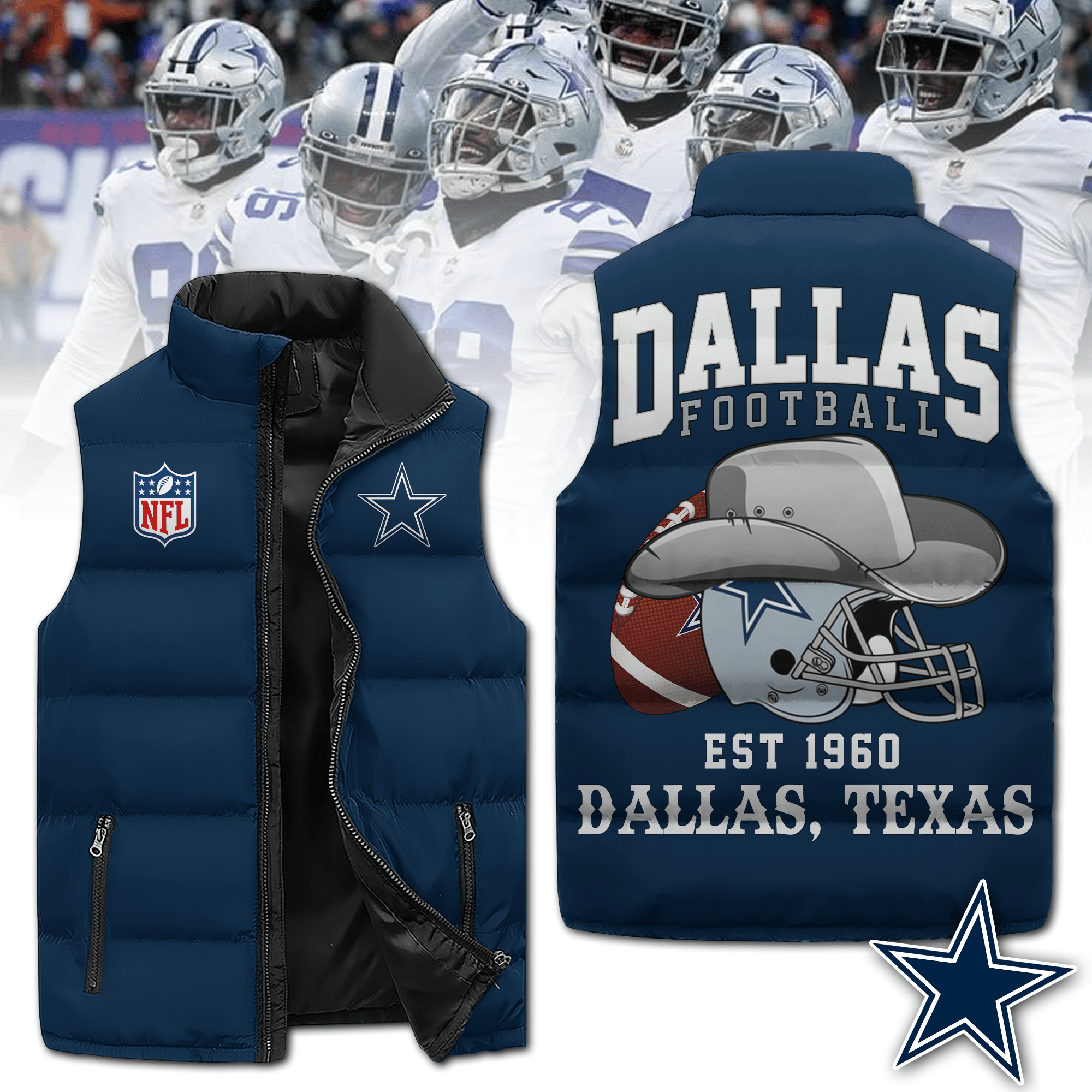 Dallas Cowboys NFL Sleeveless Puffer Jacket