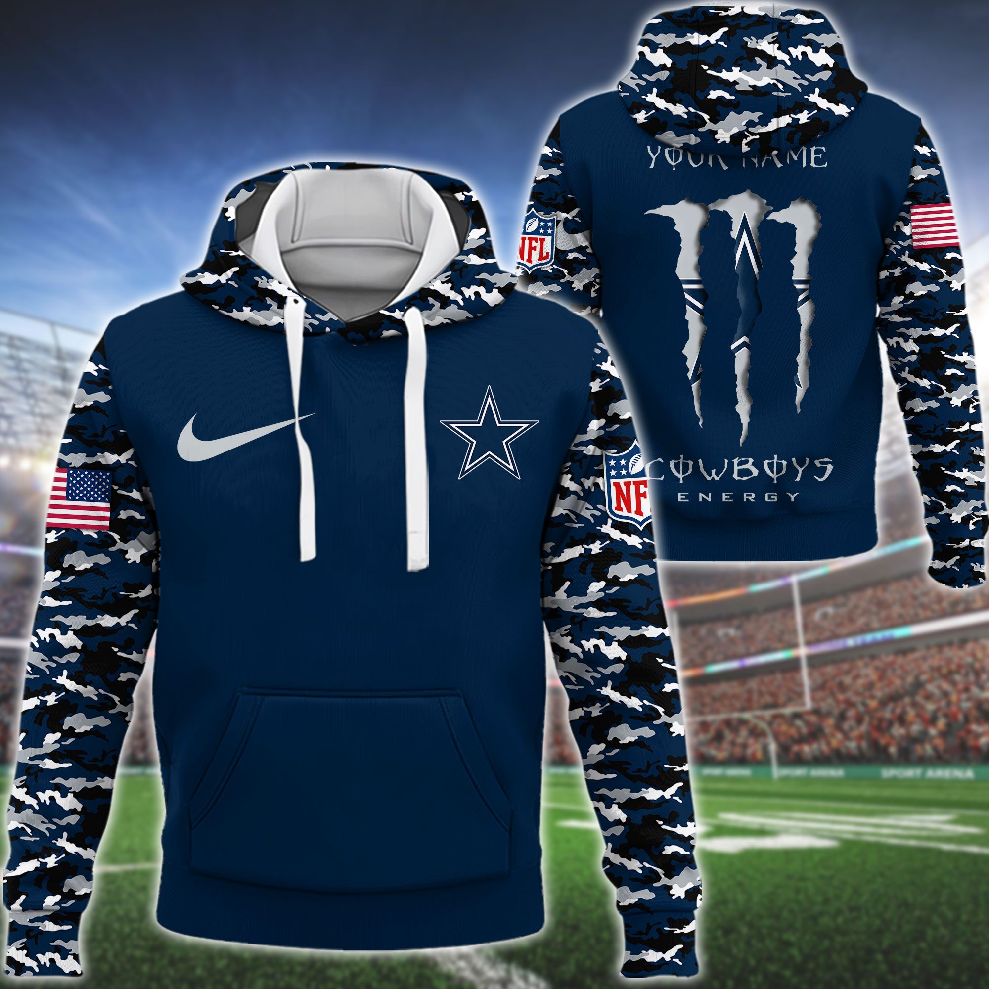 Dallas Cowboys NFL Swoosh Camo Pullover Hoodie GHW3045