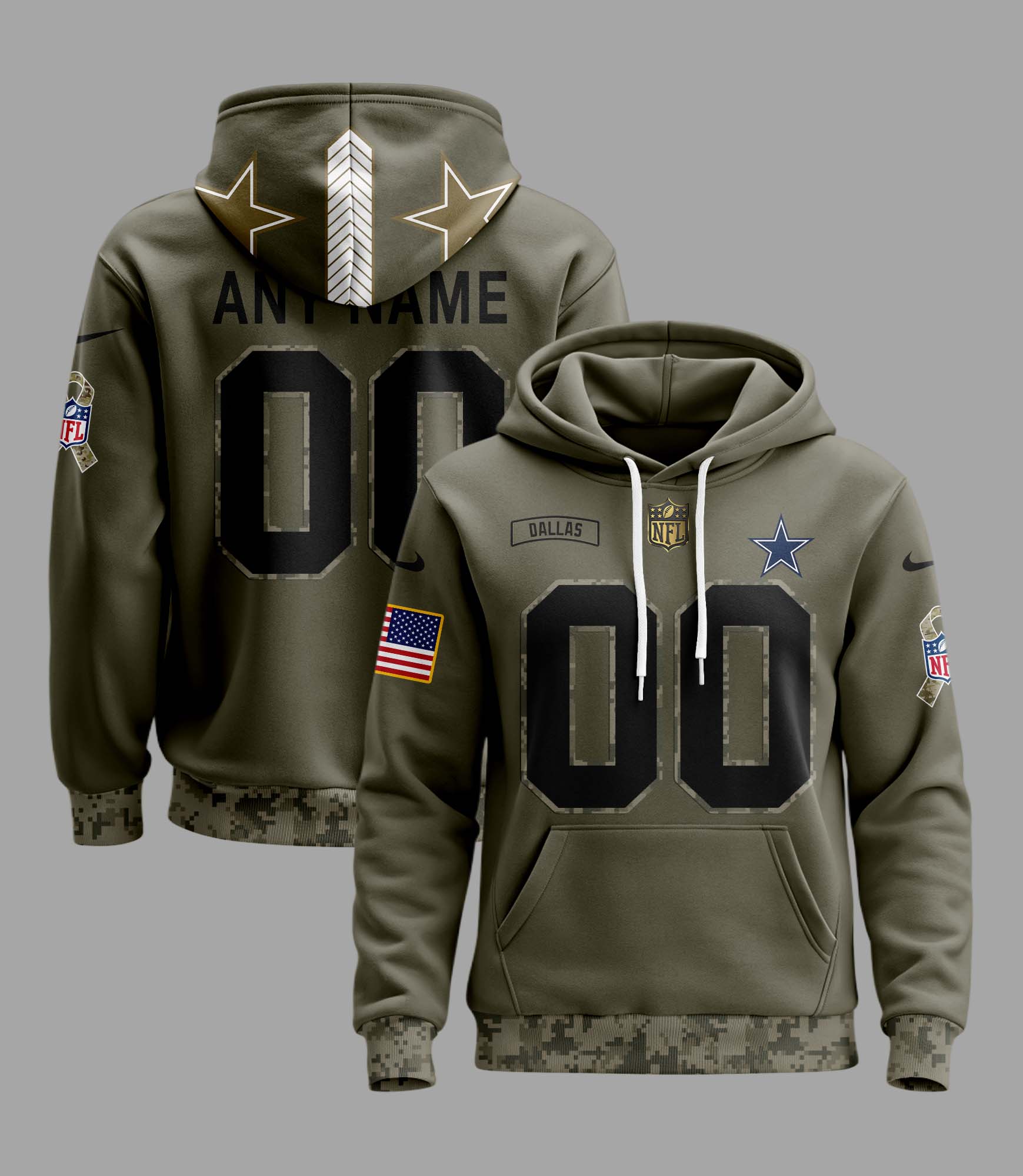 Dallas Cowboys Personalized Camo Hoodie For NFL Lovers GHW3011