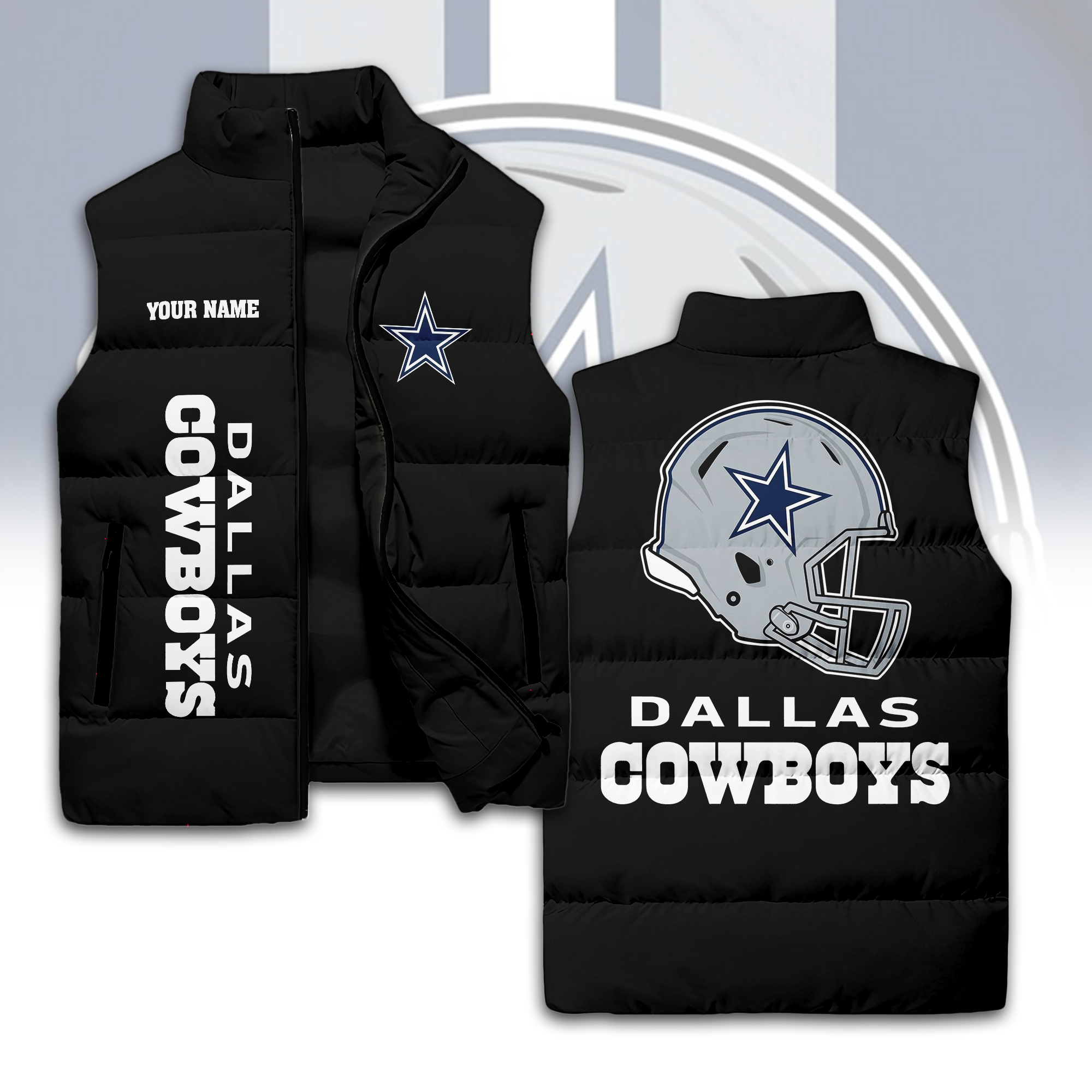 Dallas Cowboys Style Sleeveless Puffer Jacket