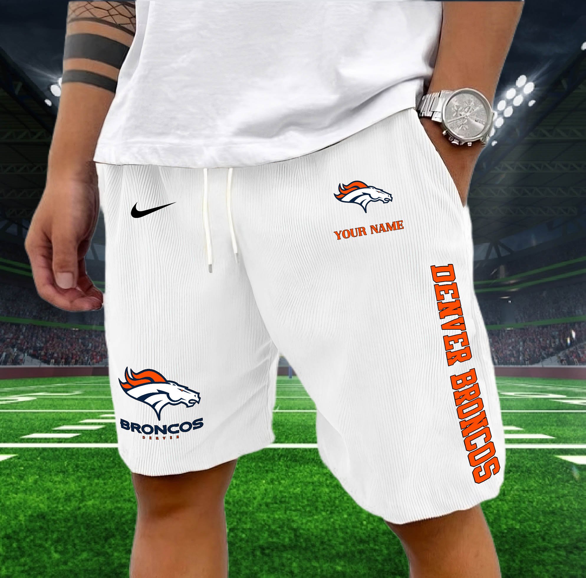 Denver Broncos Corduroy Shorts Custom You Name, Sport Corduroy Shorts, Gifts For Fan