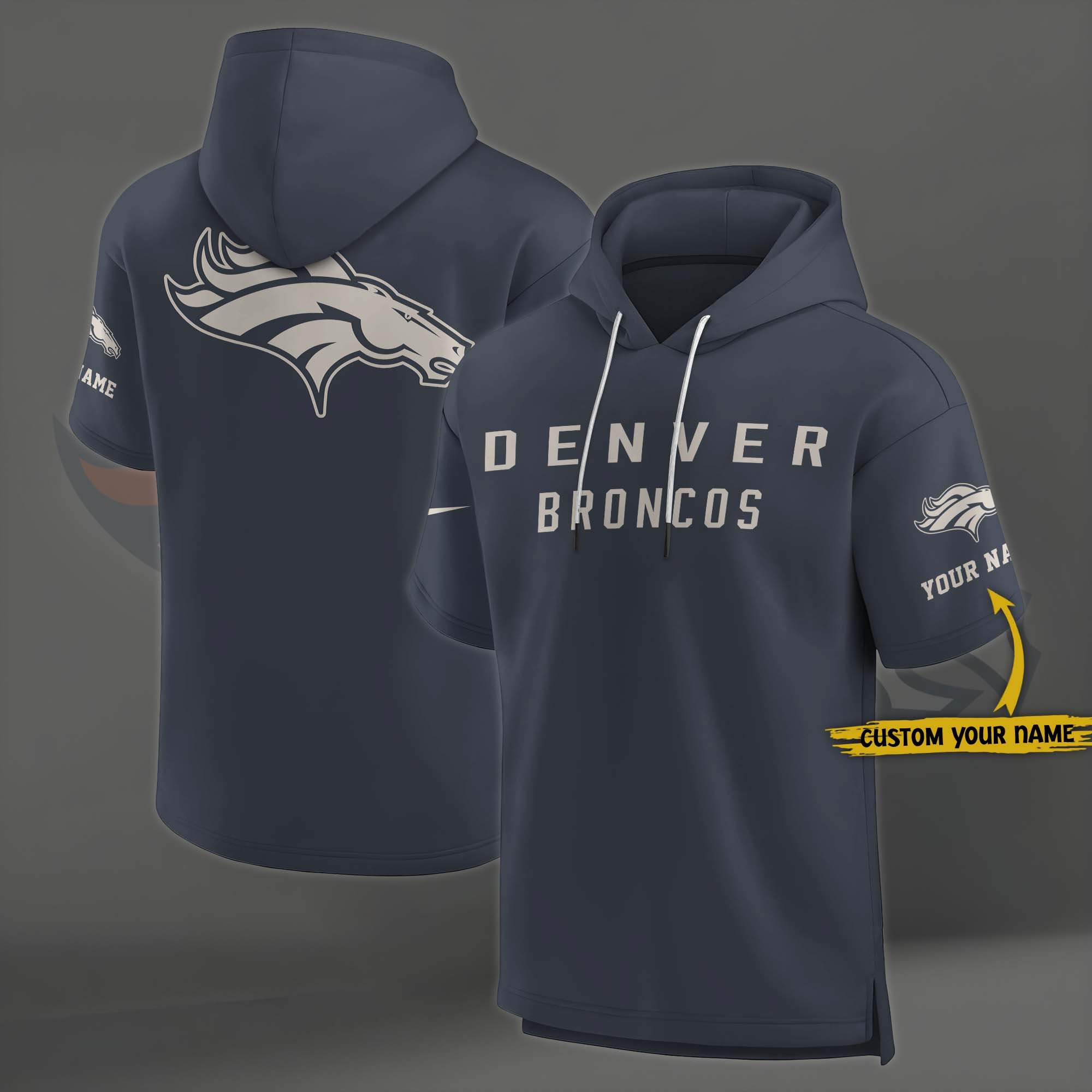 Denver Broncos Elements Future Ground Lettering Short Sleeve Pullover Hoodie Custom Name, Gifts For Football Lovers EHIVM 03051158