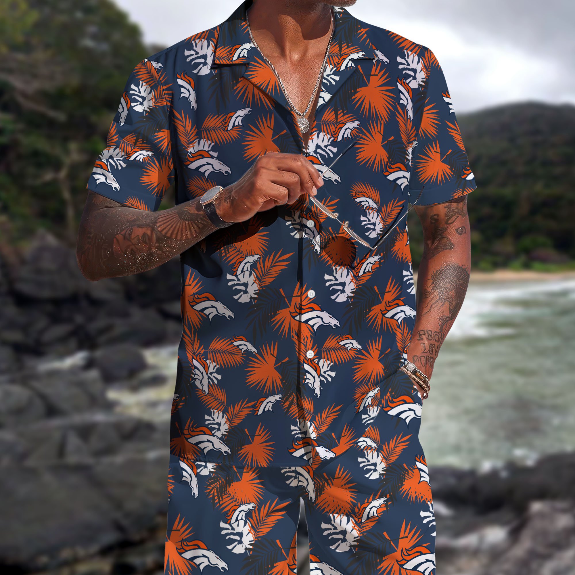 Denver Broncos Hawaiian Shorts Set 2025 Version, Hawaiian Shirts, Sports Shorts, Gifts For Fan