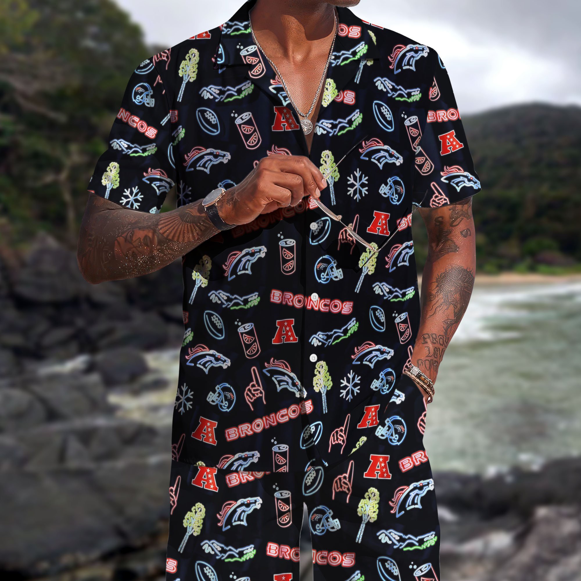 Denver Broncos Hawaiian Shorts Set 2025 Version, Hawaiian Shirts, Sports Shorts, Gifts For Fan