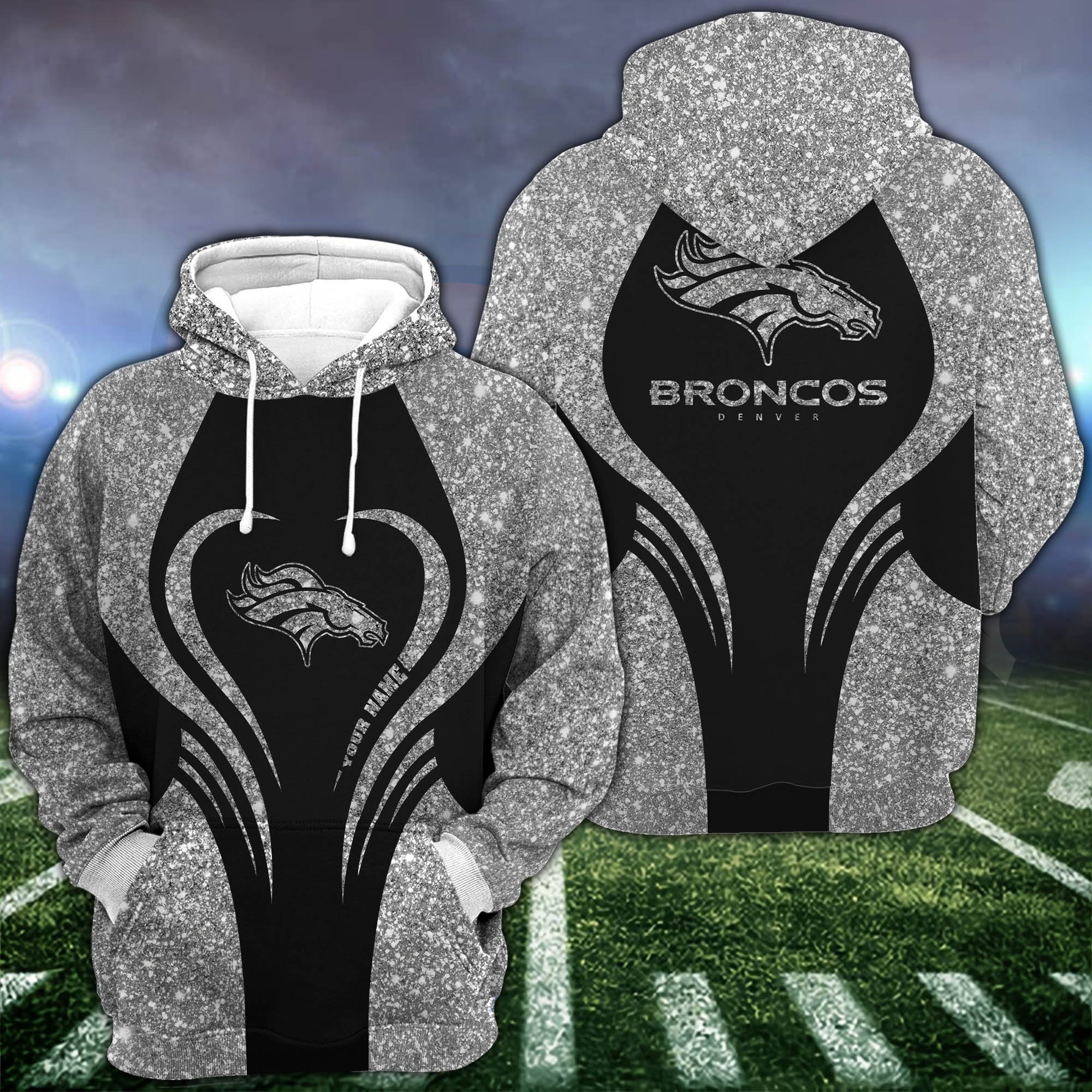 Denver Broncos Hoodie #038 Leggings Set For Women Custom Your Name, Leggings Sport, Football Fan Gift 