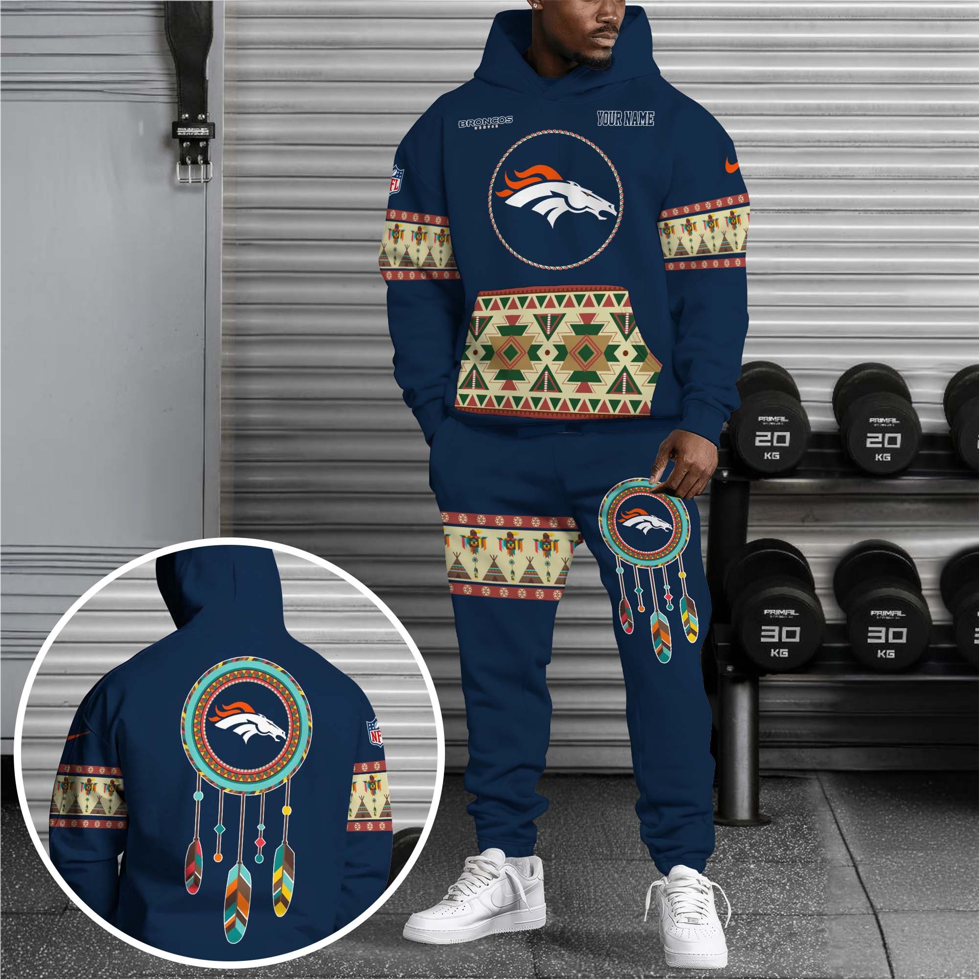 Denver Broncos Hoodie Sweatpants Set Custom Your Name, Sport Hoodie Sweatpants Set, Sport Gifts For Fan