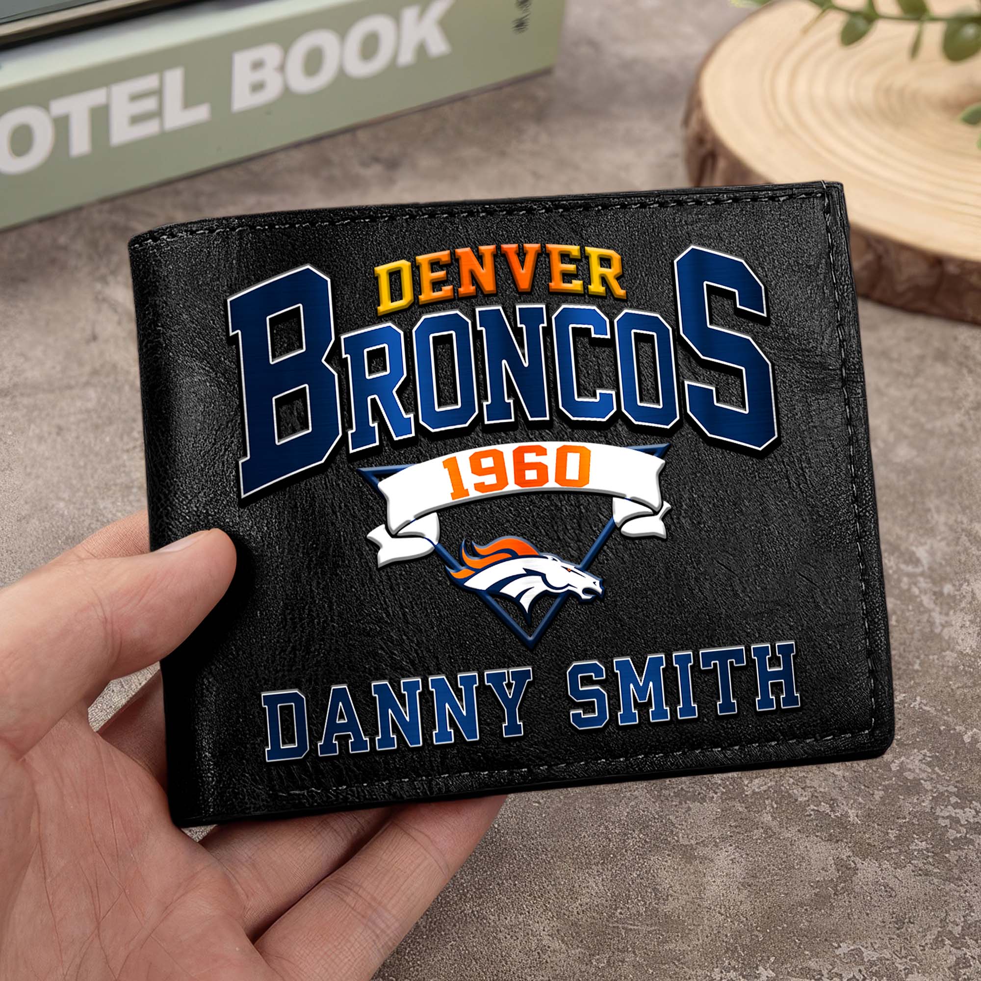 Denver Broncos Men Wallet Custom Your Name, Football Team Men Wallet For Fans, Gifts For Football Lovers
