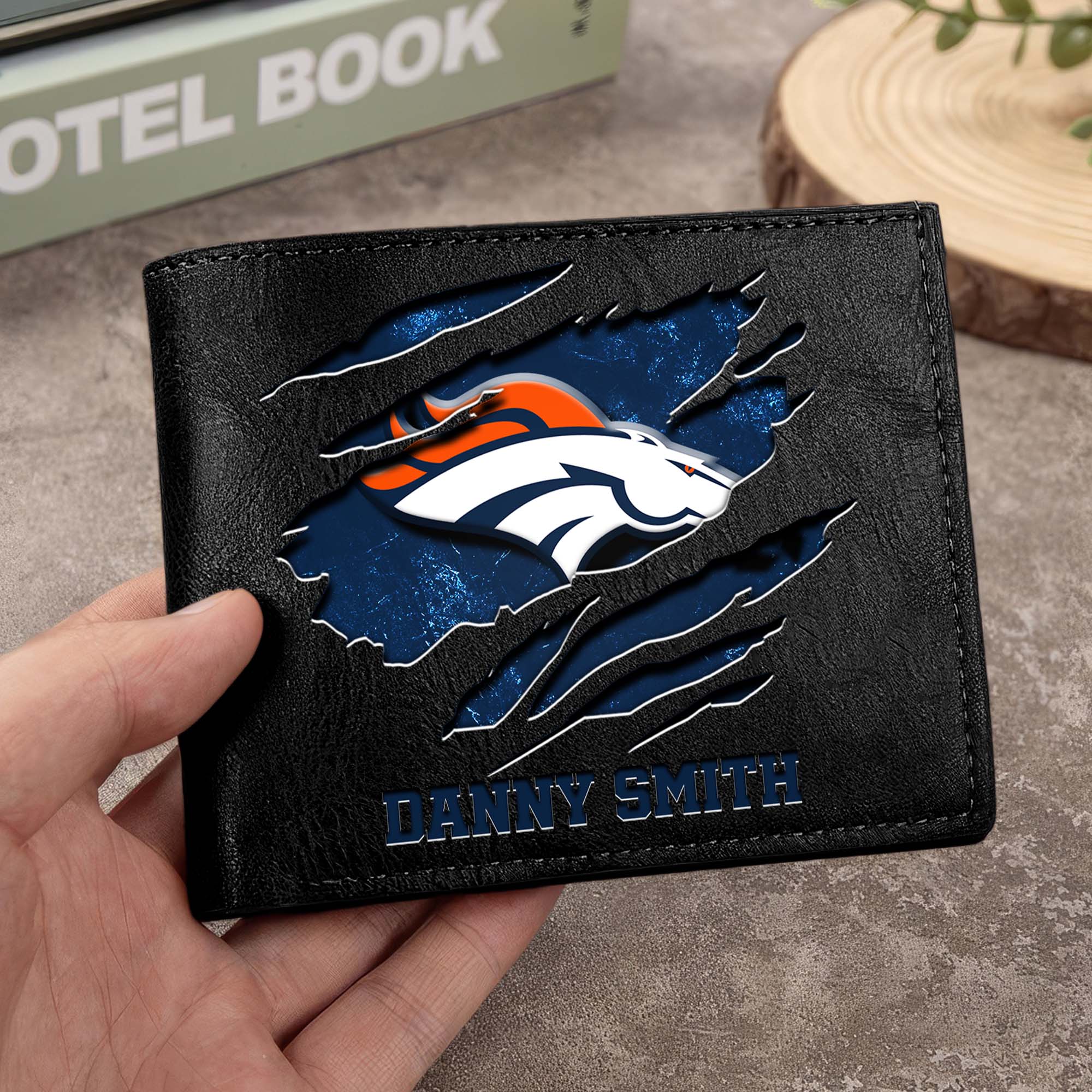 Denver Broncos Men Wallet Custom Your Name, Football Team Men Wallet For Fans, Gifts For Football Lovers