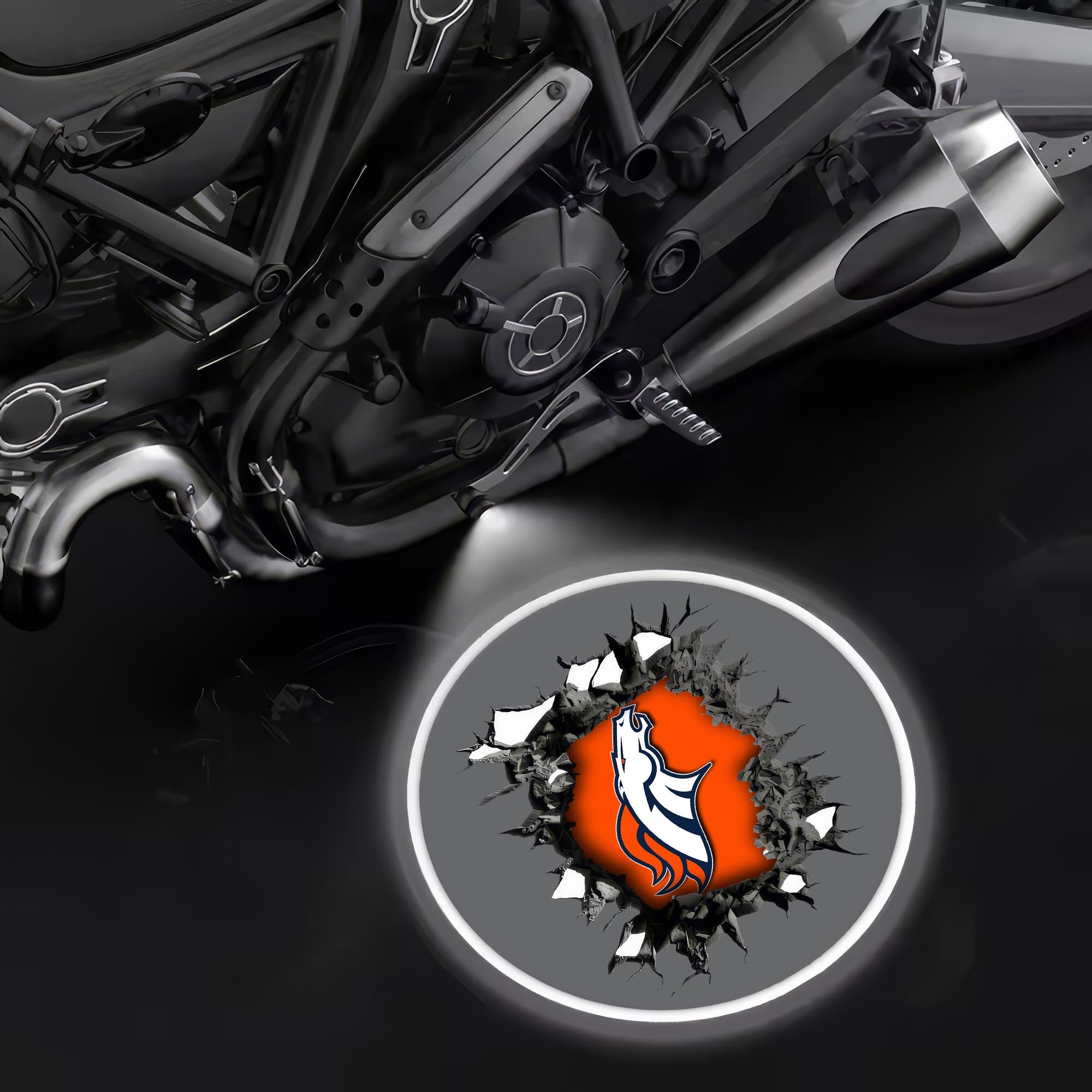 Denver Broncos Motorcycle Projection Lamp Light, Gifts For Fan
