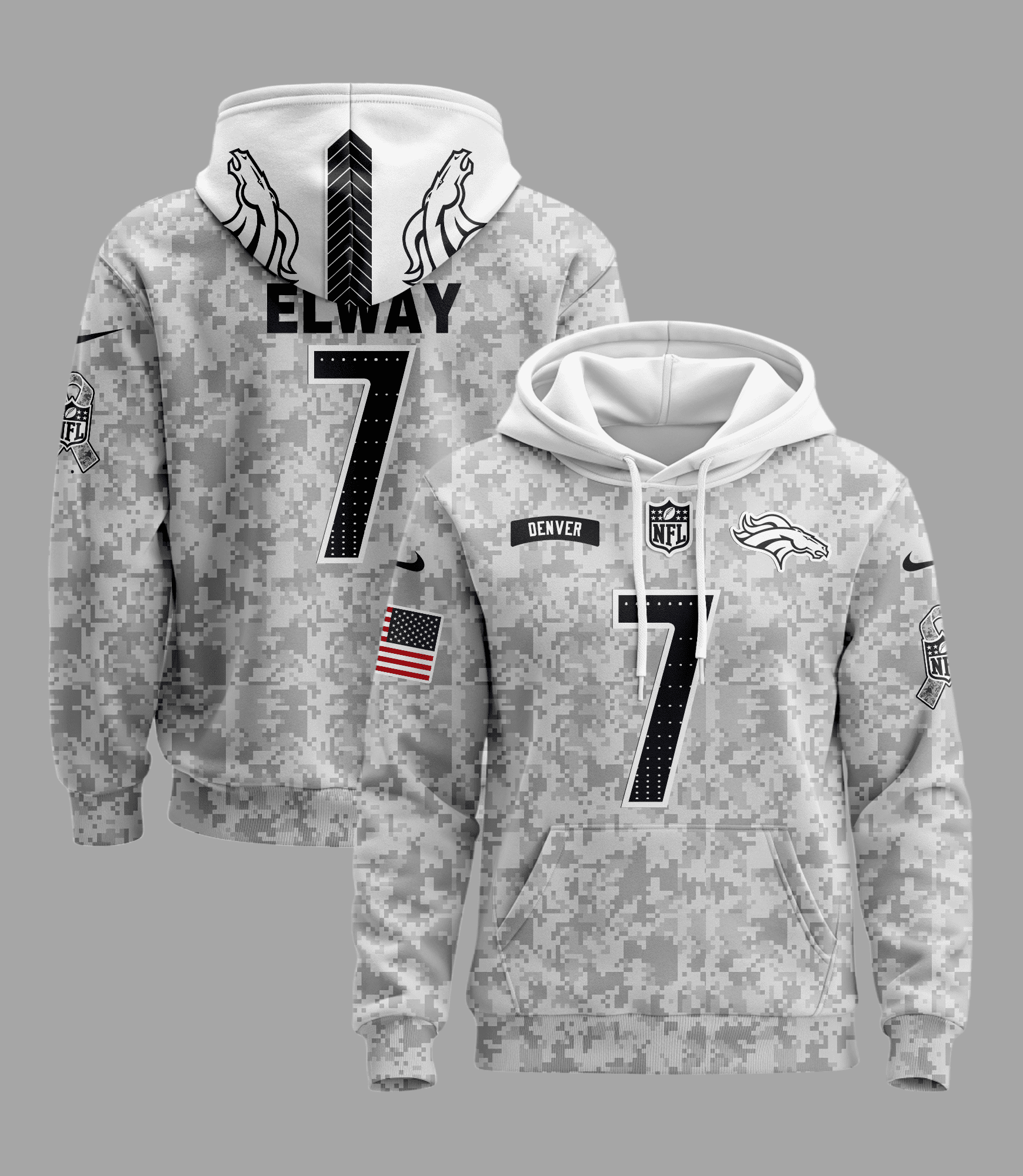 Denver Broncos NFL Personalized Camo Veteran Hoodie LPH1005
