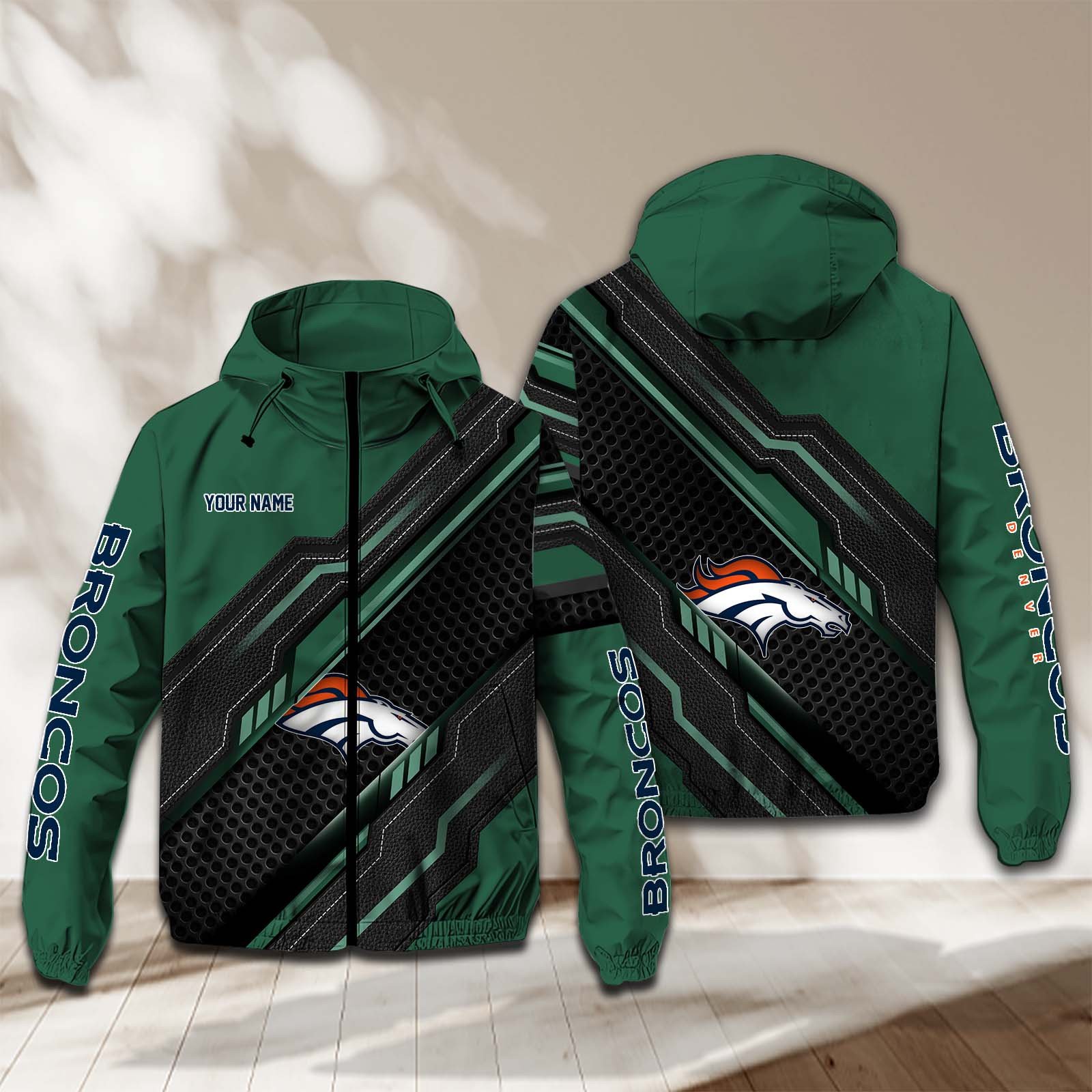 Denver Broncos NFL Personalized Windbreaker Jacket For Fan